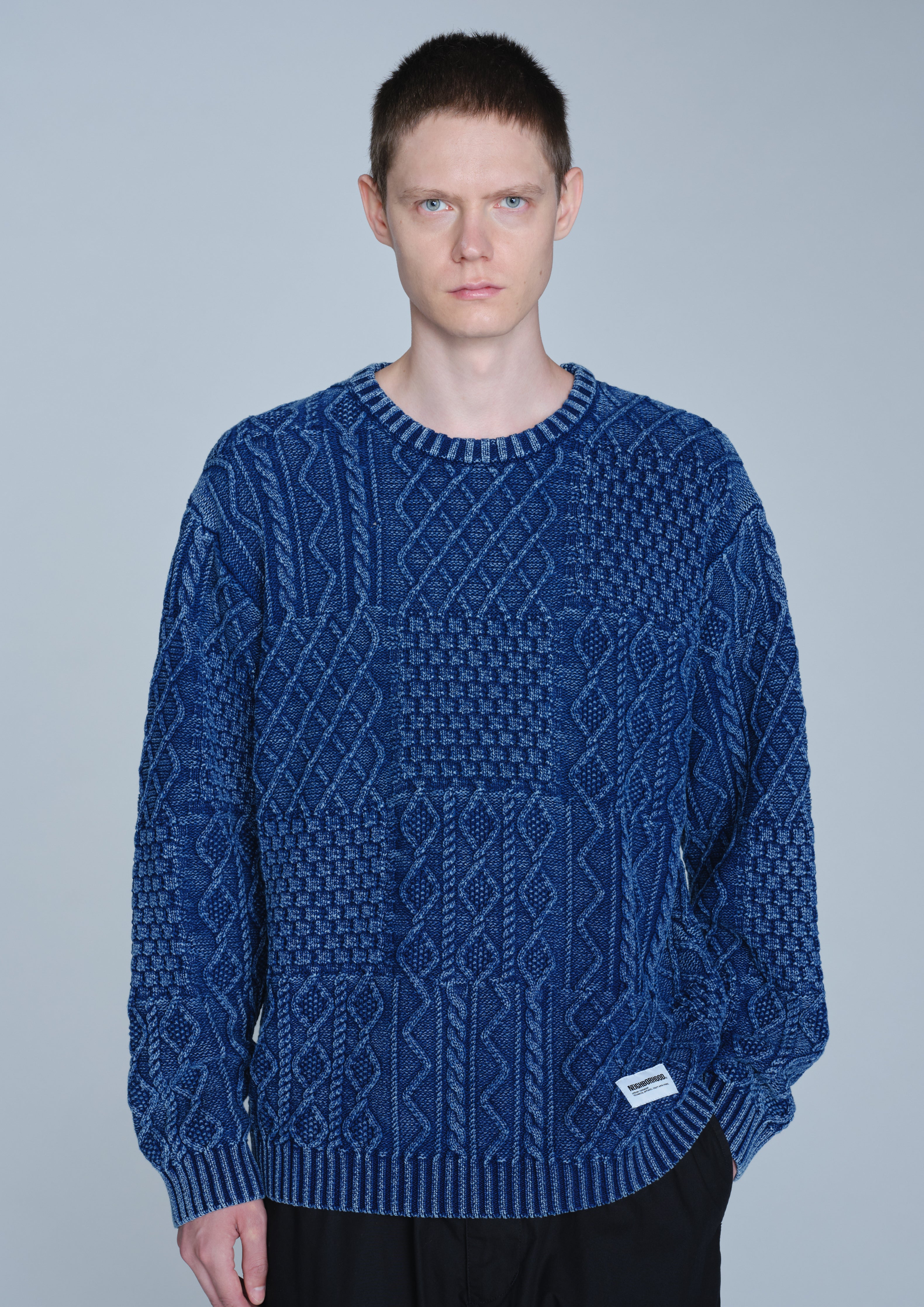 Neighborhood Washed Block Cable Pullover Olive Zopfstrick
