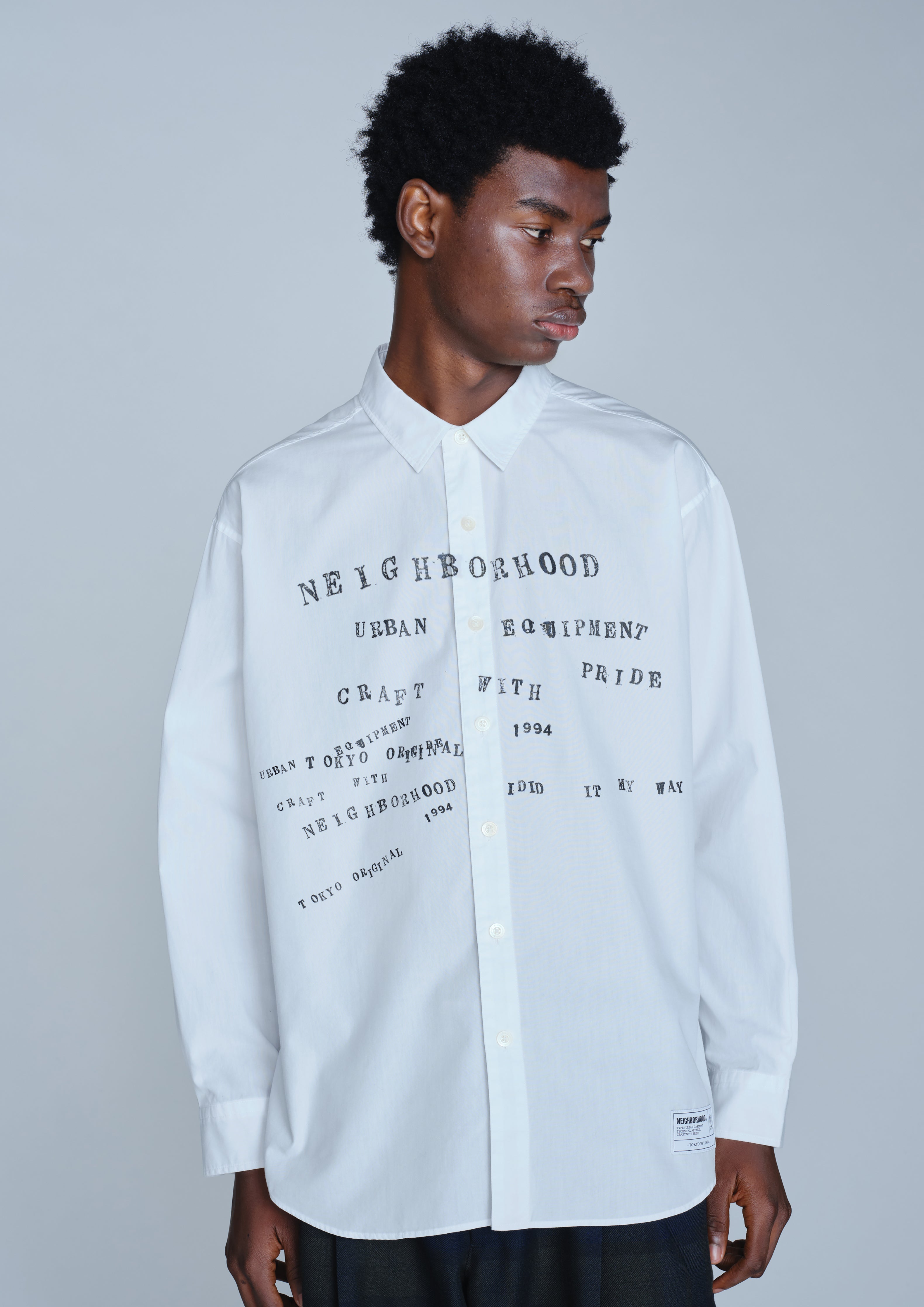 Neighborhood Typographic Shirt LS Hemd Schwarz Langarm Print