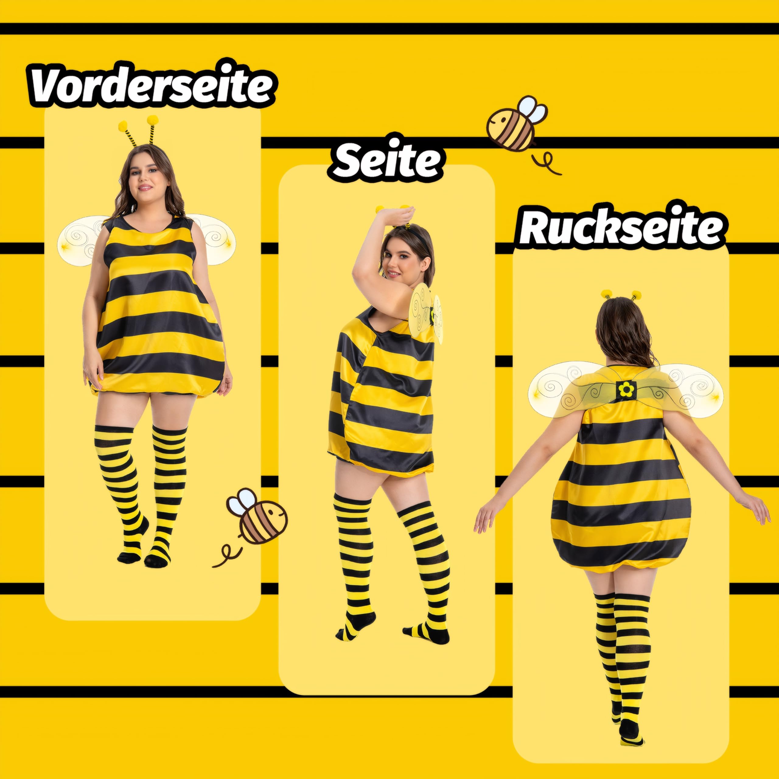 Fairycos Biene Kostüm Damen 46-48 Große Größen
