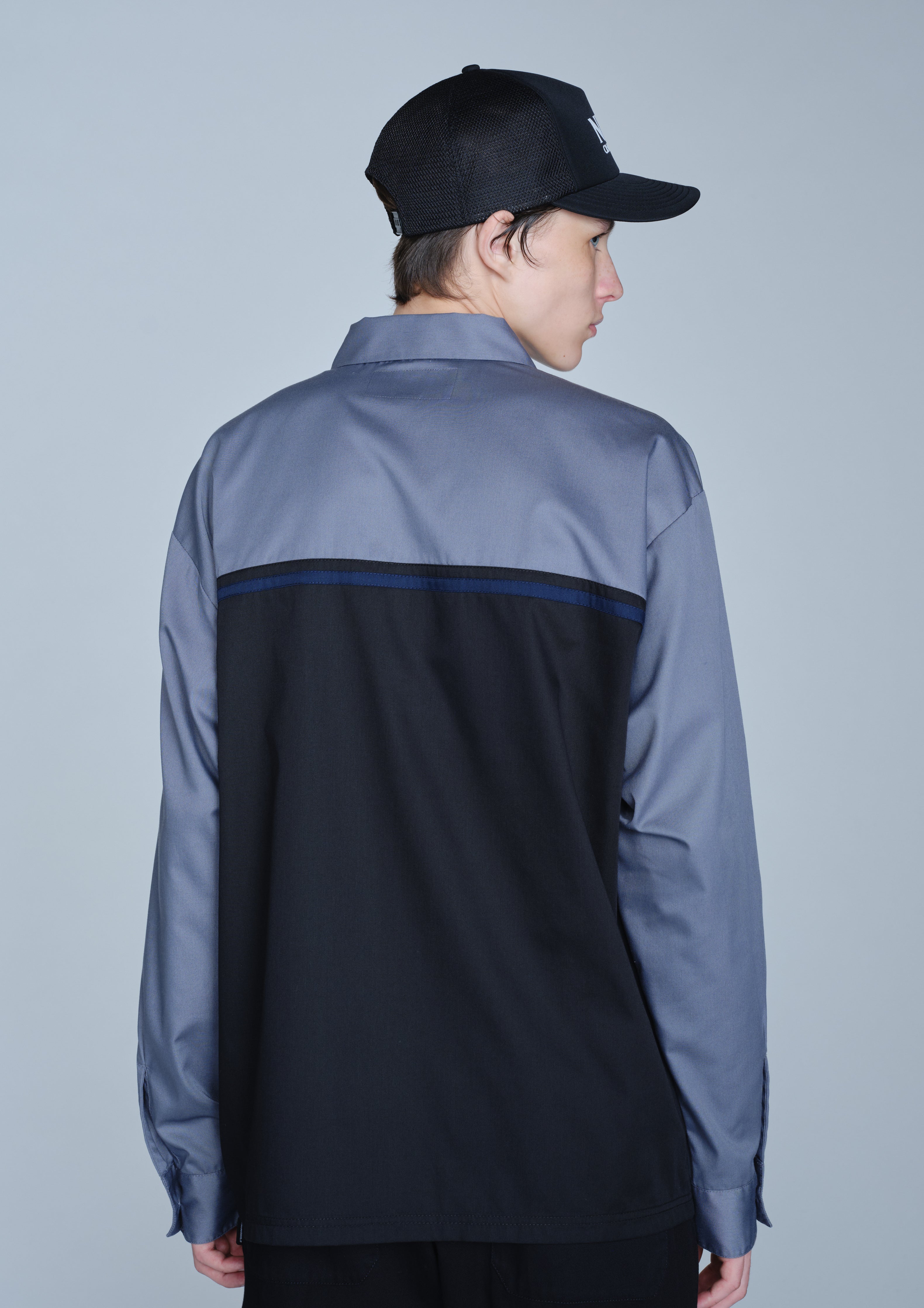 Neighborhood Bicolor Work Shirt LS Hemd Black Stickerei