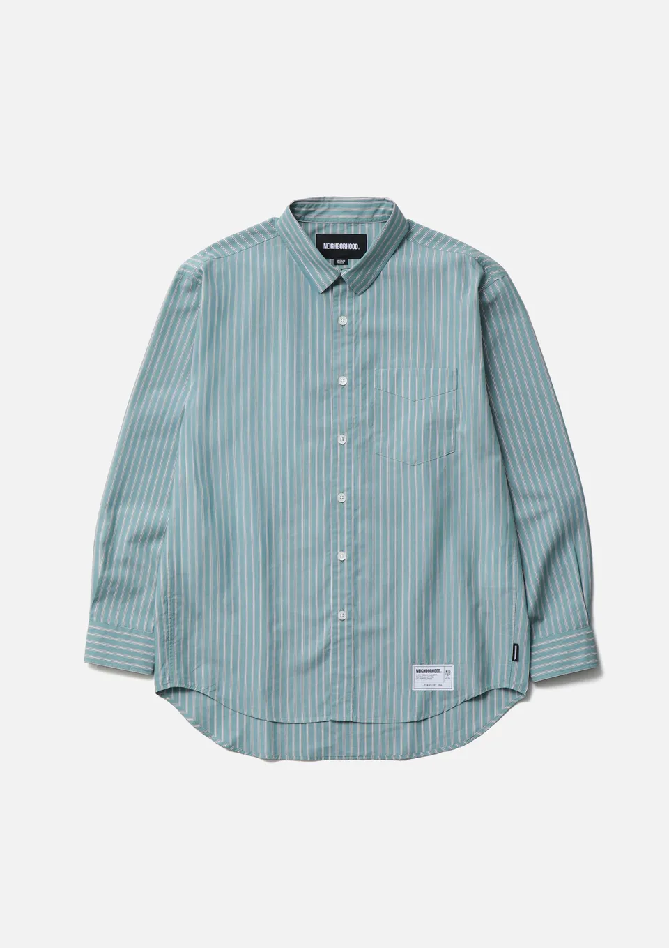 Neighborhood Stripe Shirt LS Hemd grün Streifen Baumwolle