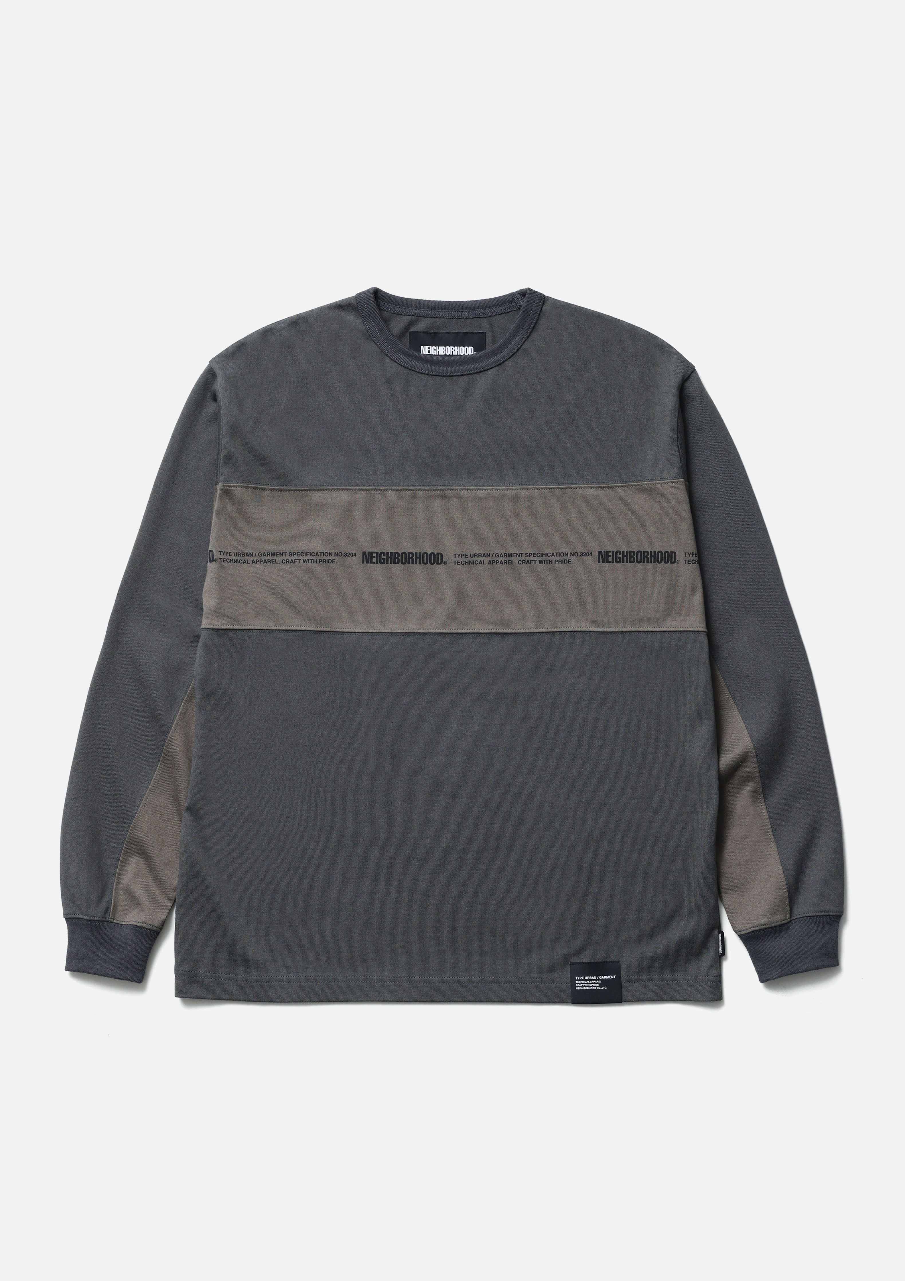 Neighborhood Two-Tone Crewneck LS Shirt Schwarz Baumwolle