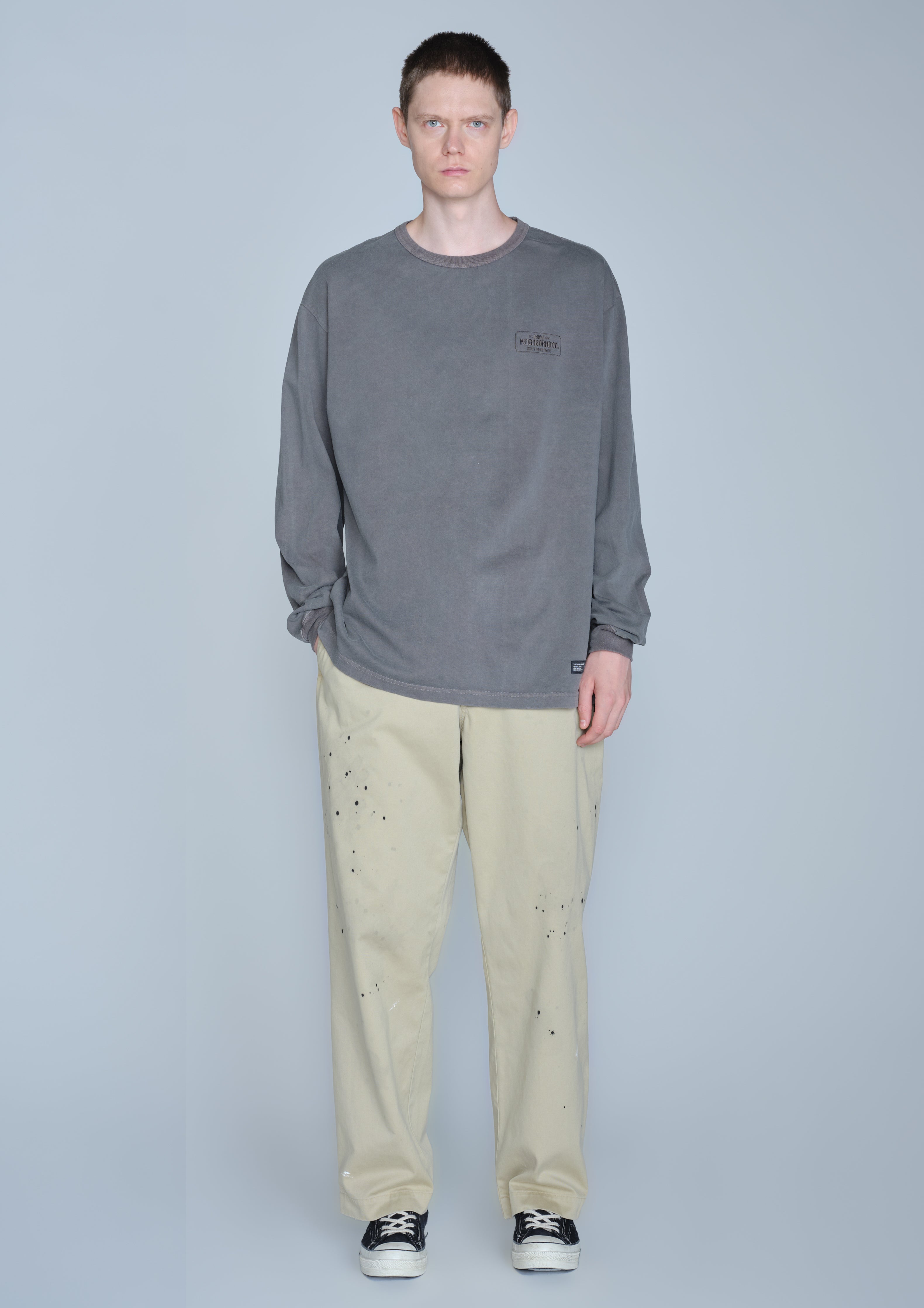 Neighborhood Pigment Crewneck LS Longsleeve Olive Drab Baumwolle