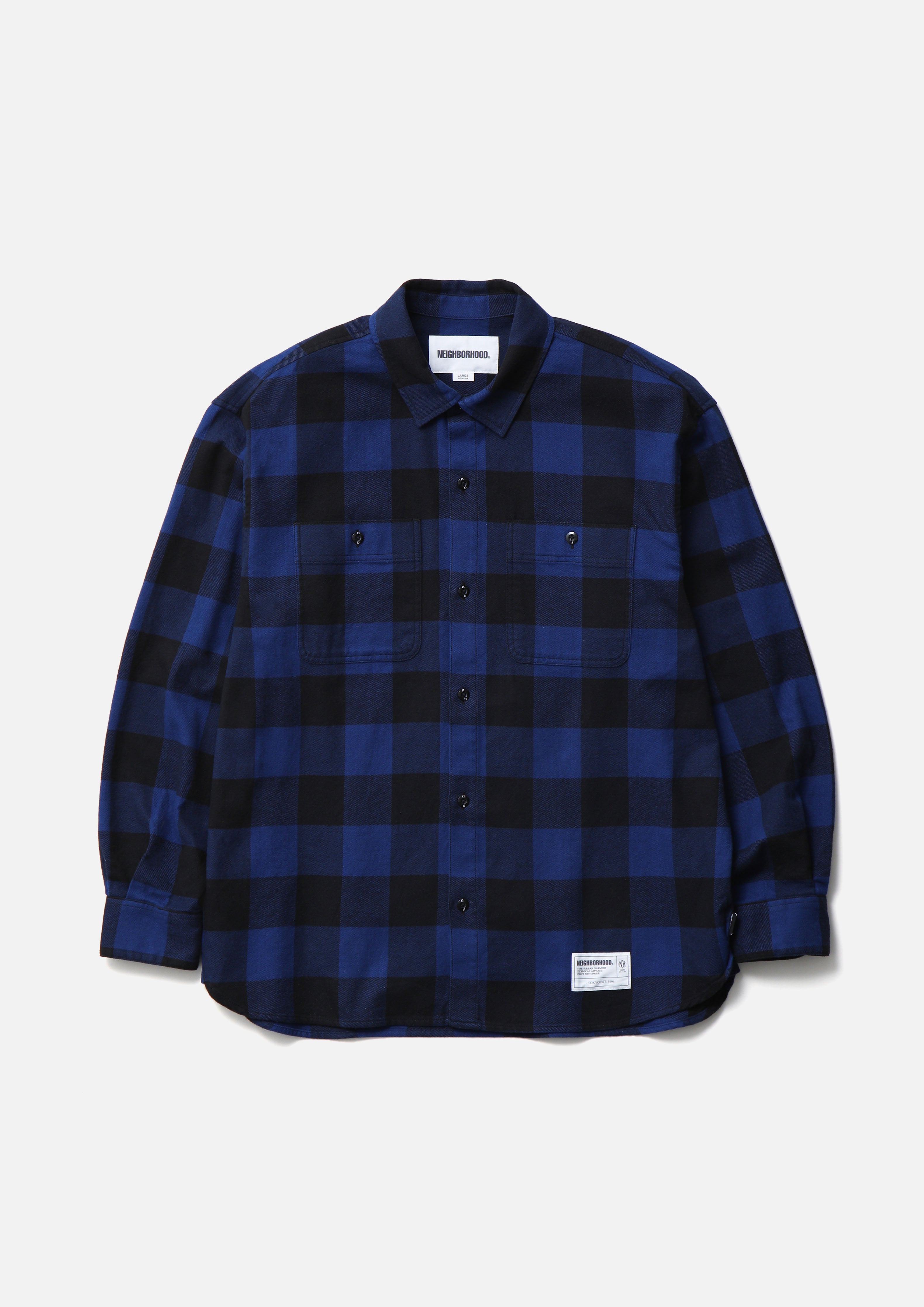 Neighborhood Buffalo Check Shirt LS Hemd Blau Flanell