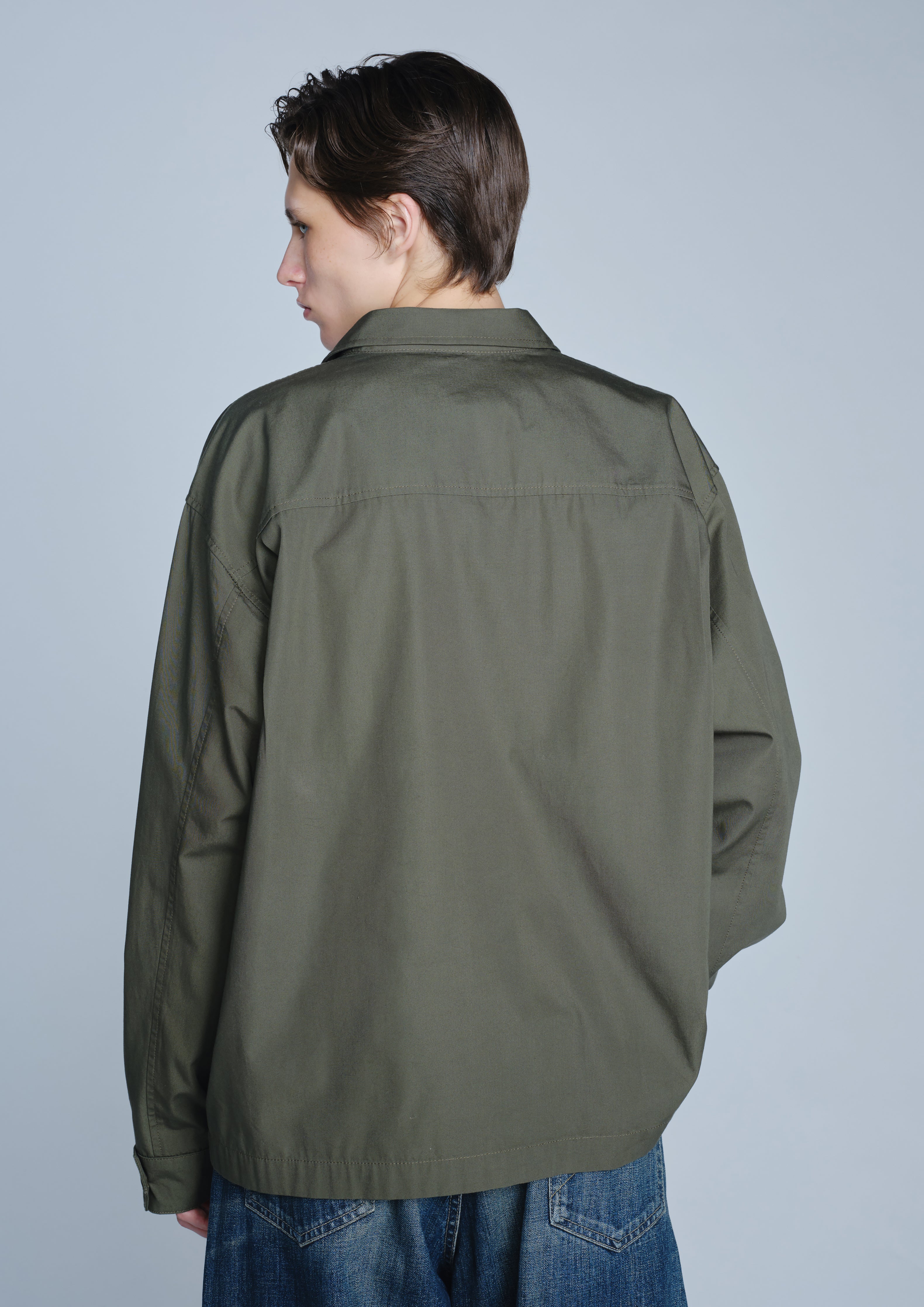 Neighborhood Slant Pocket Shirt LS Hemd Olive Drab Canvas