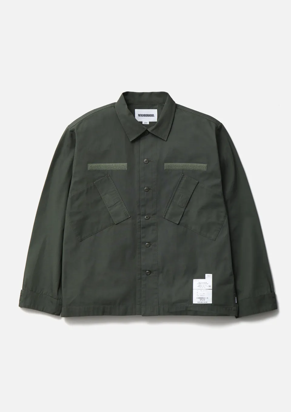Neighborhood Slant Pocket Shirt LS Hemd Olive Drab Canvas