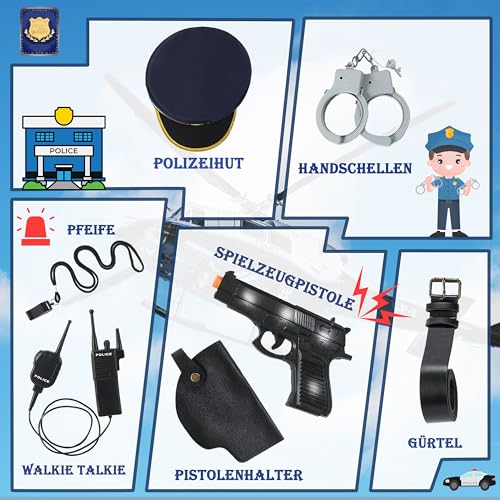 Fairycos Polizei Kostüm Kinder Jungen Mädchen