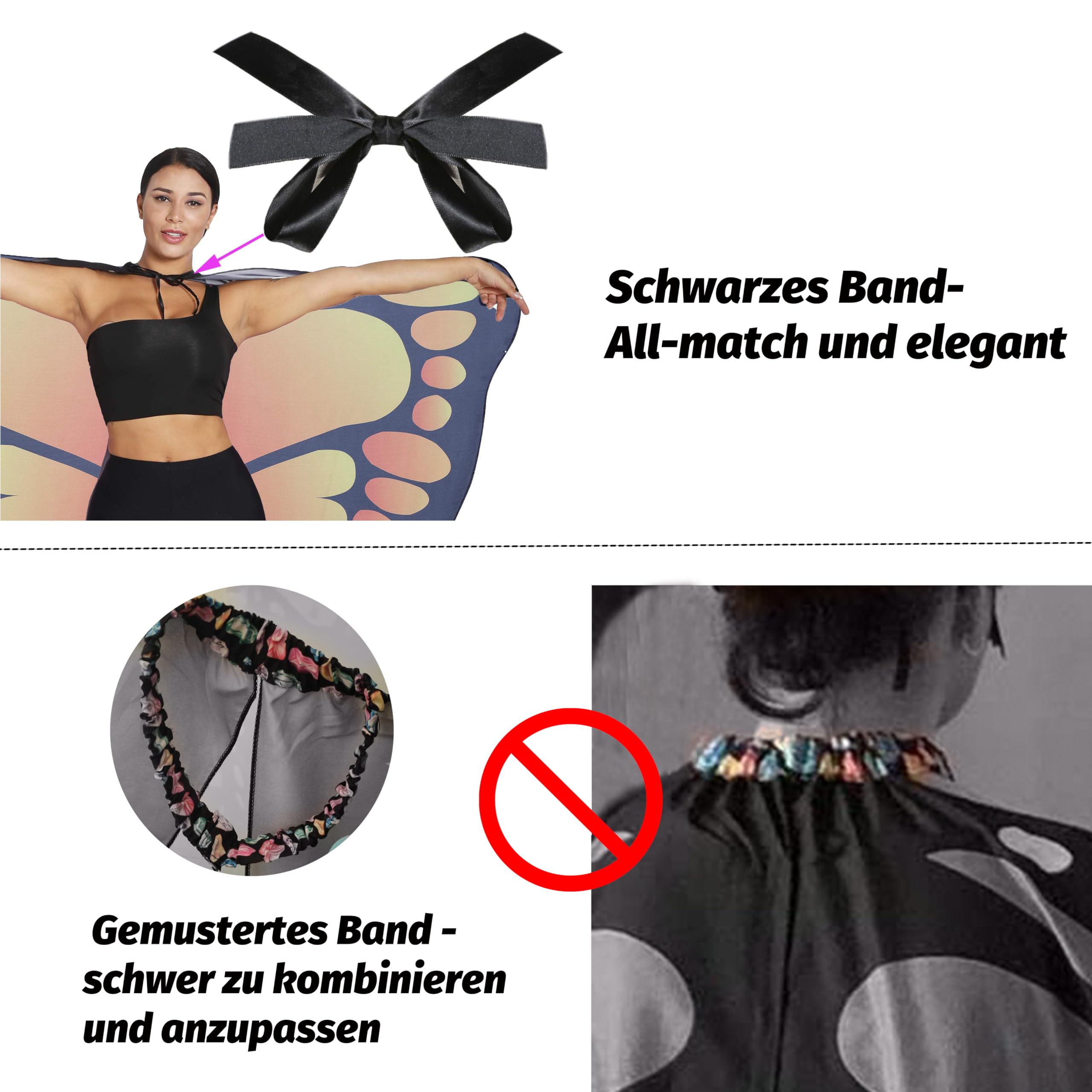 Fairycos Schmetterlingsflügel Kostüm Damen Chiffon