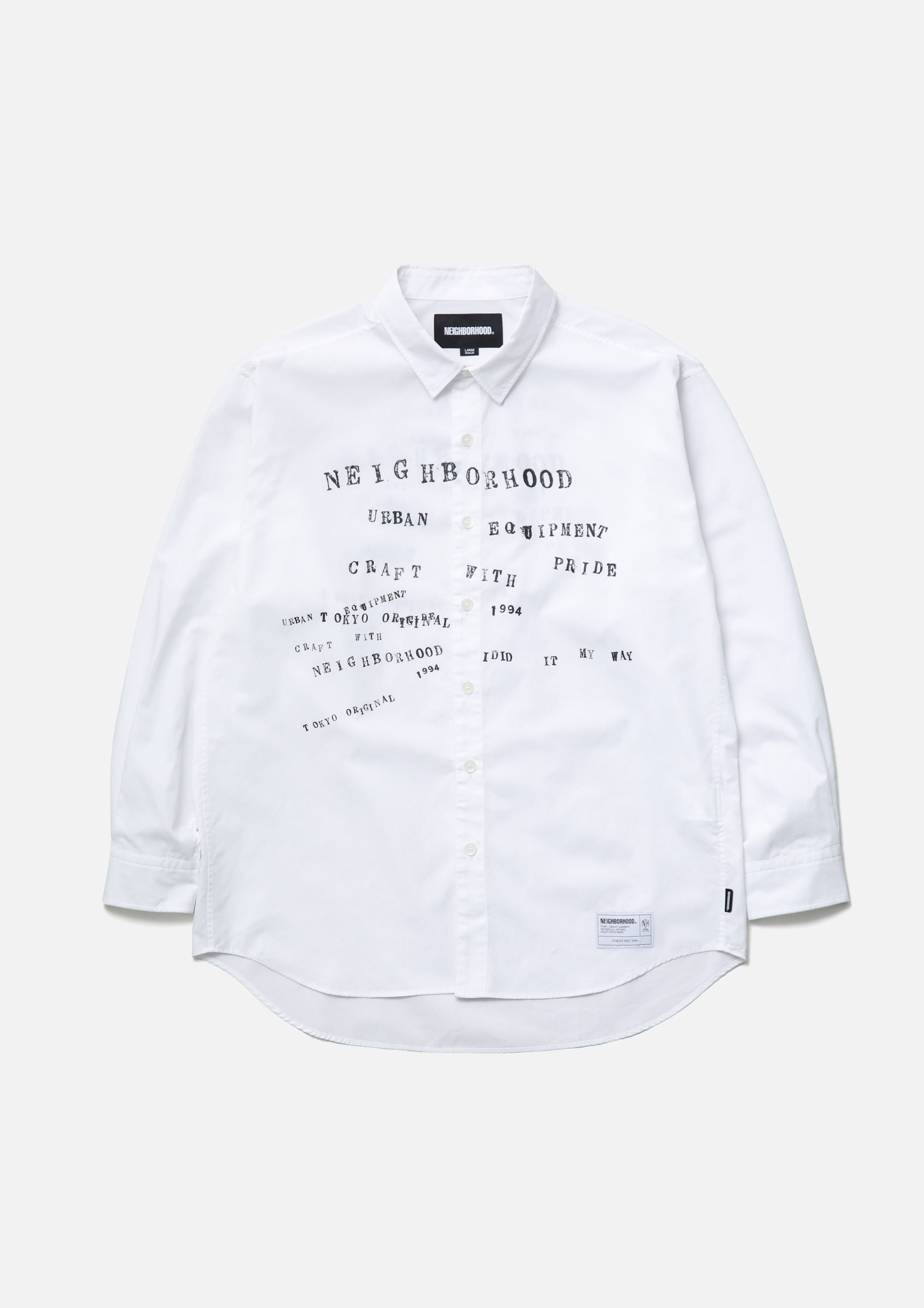 Neighborhood Typographic Shirt LS Hemd Schwarz Langarm Print