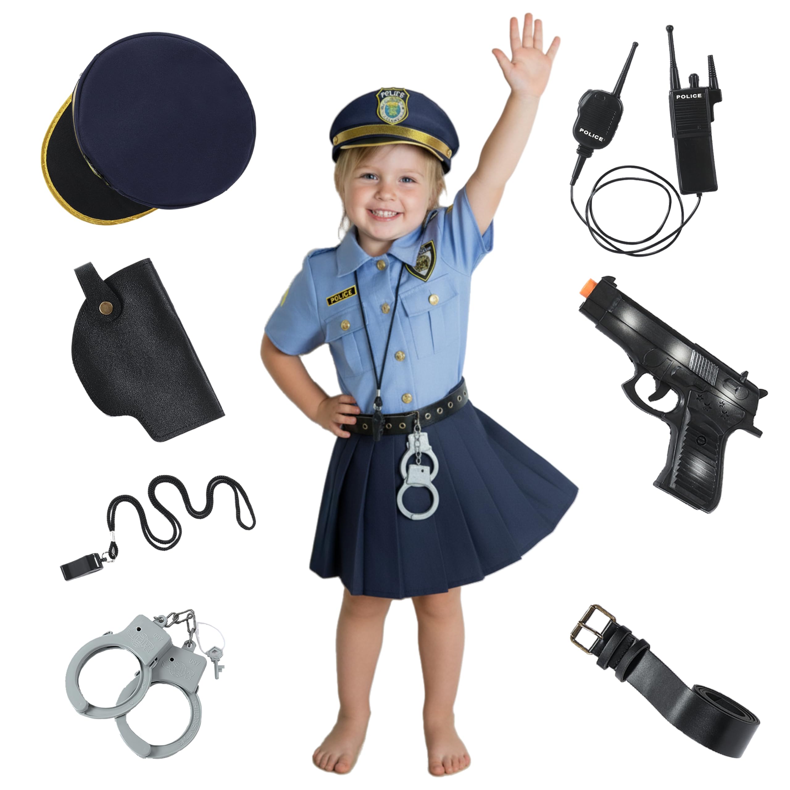 Fairycos Polizei Kostüm Handschellen 98-104-110 9-teilig