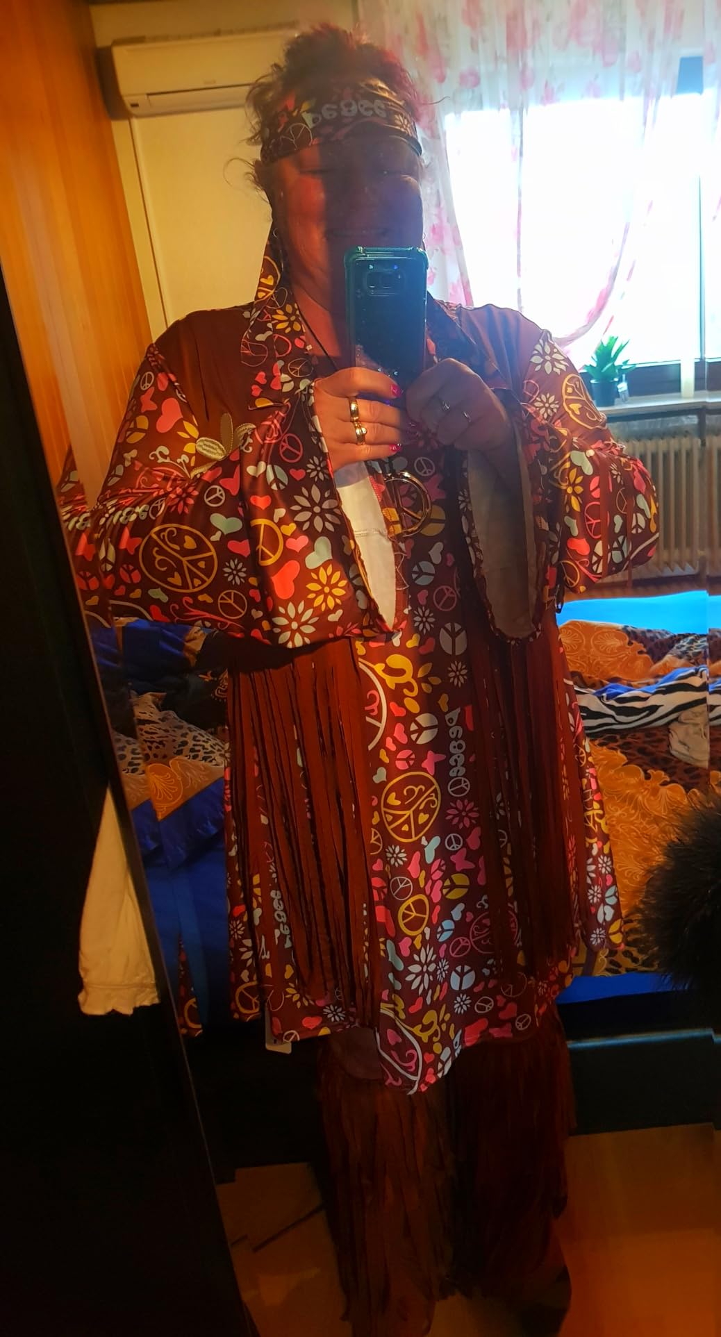 Fairycos Hippie Kostüm Damen 50-52 5-teilig 70er Jahre
