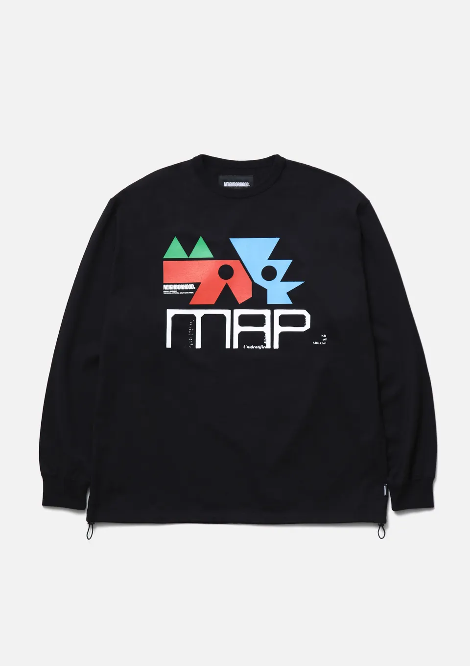 Neighborhood Map Crewneck LS Langarmshirt Schwarz Baumwolle