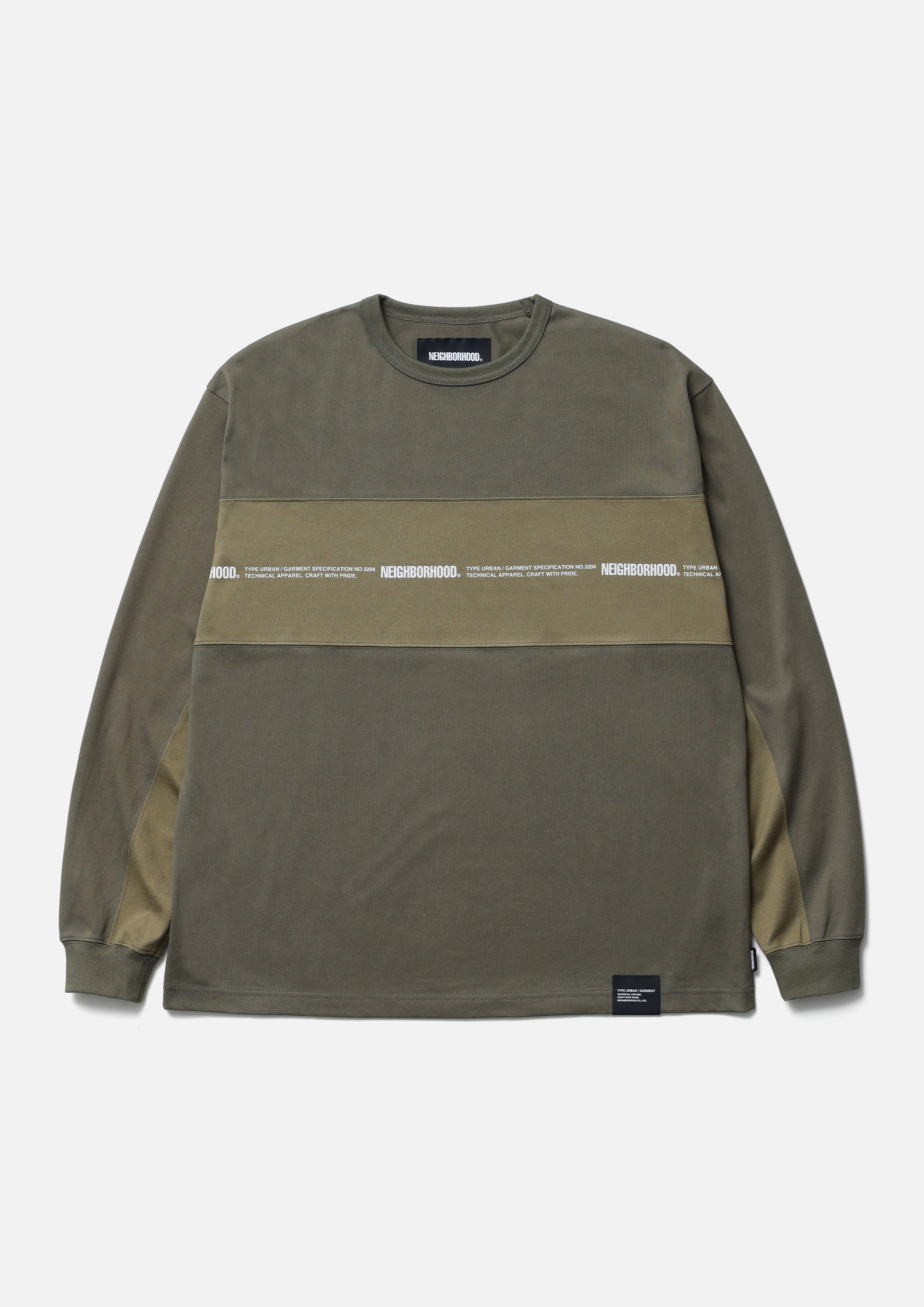 Neighborhood Two-Tone Crewneck LS Shirt Schwarz Baumwolle