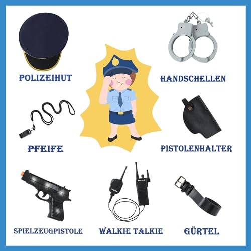 Fairycos Polizei Kostüm Handschellen 98-104-110 9-teilig