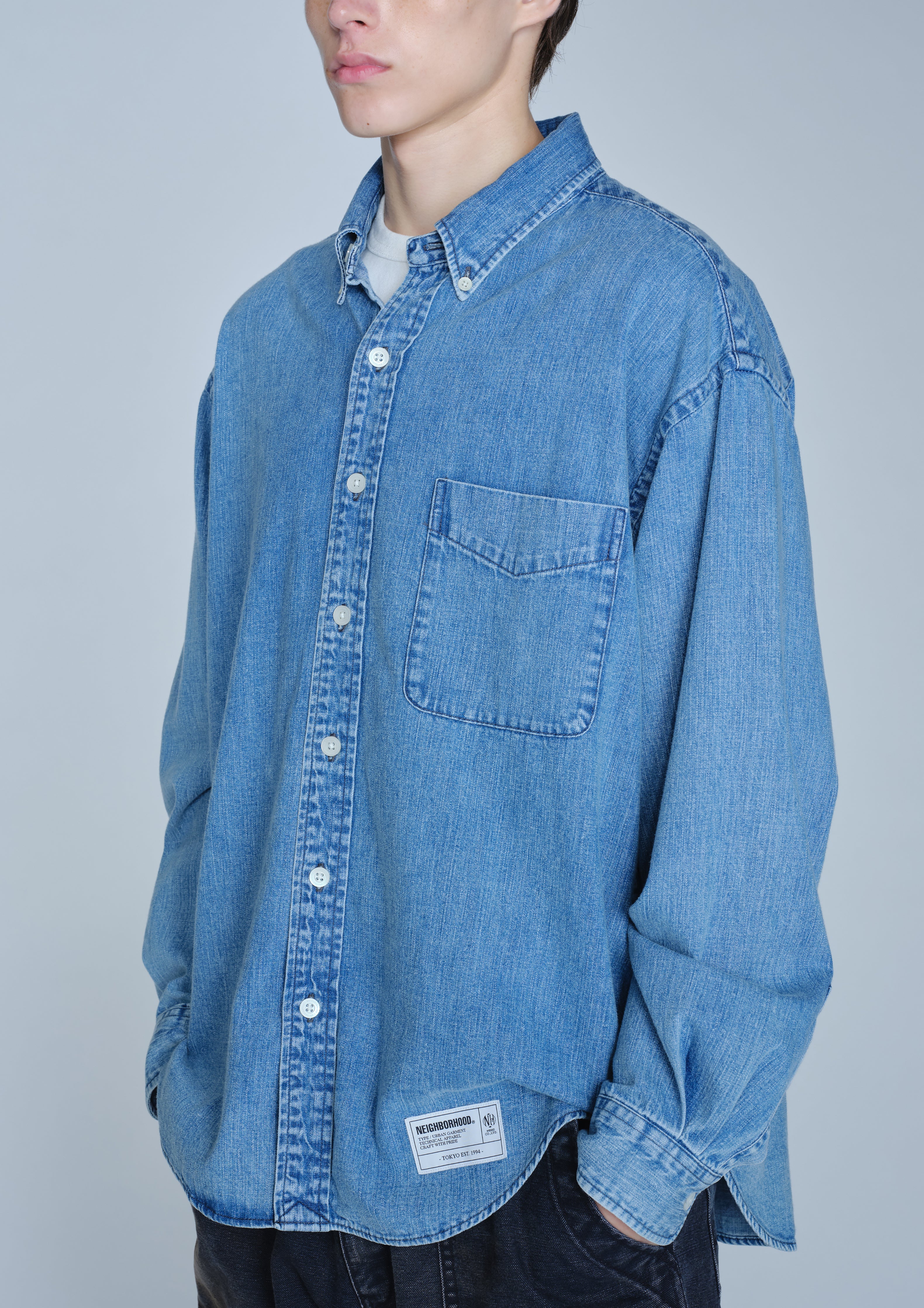 Neighborhood Denim BD Shirt LS Denimhemd Indigo 7.8oz