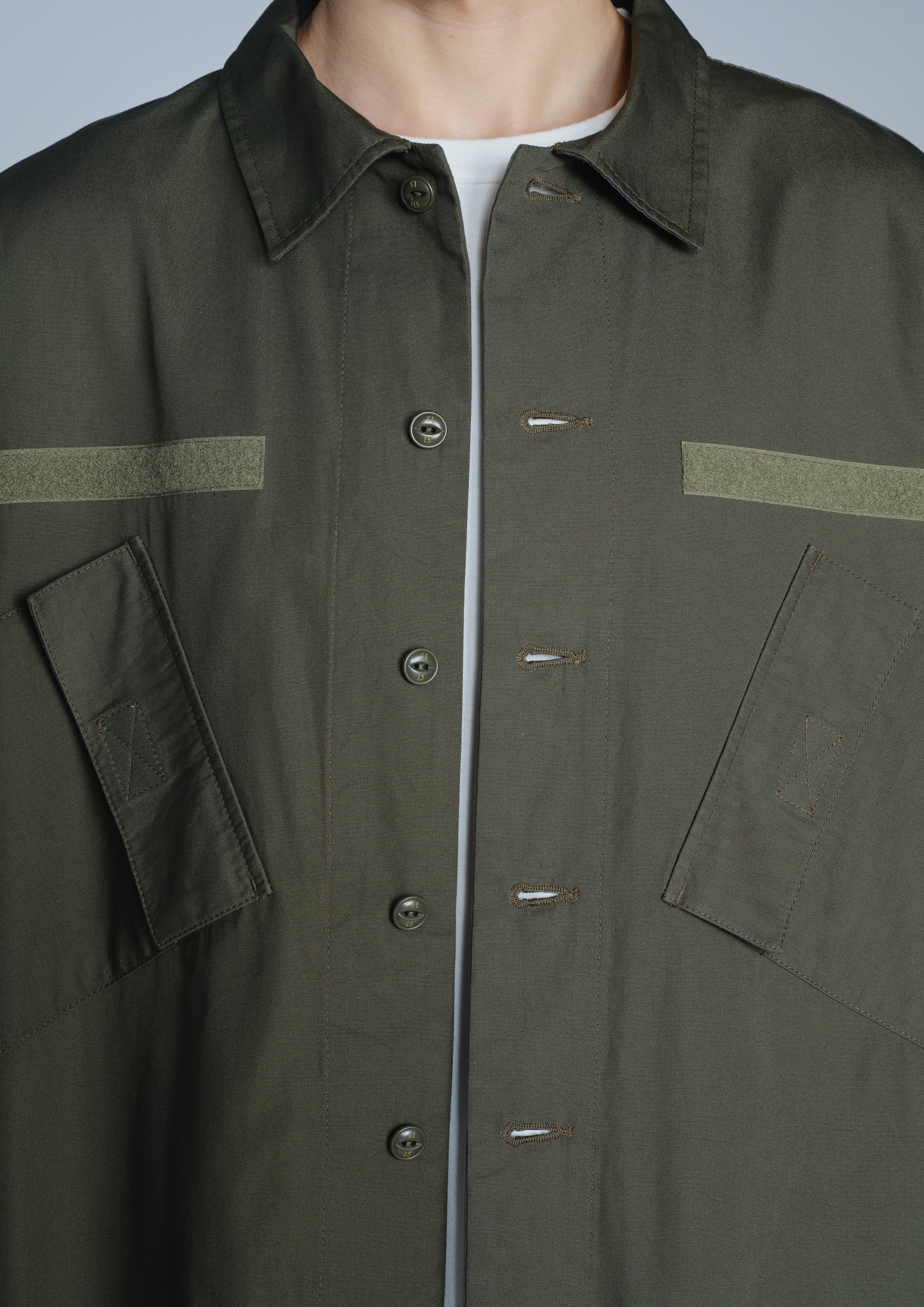 Neighborhood Slant Pocket Shirt LS Hemd Olive Drab Canvas