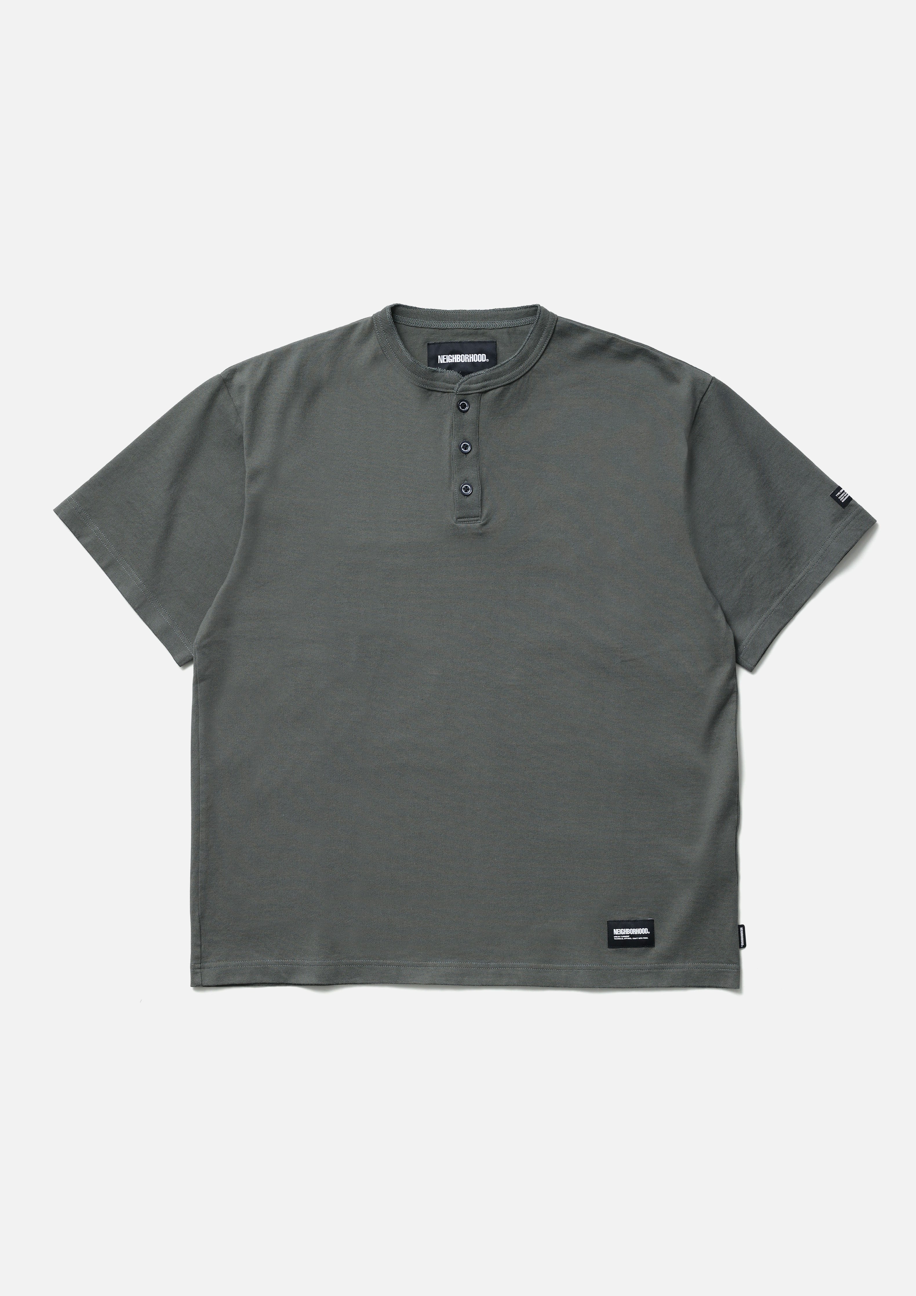 Neighborhood Classic Henley Neck SS Henley-Shirt Schwarz Baumwolle