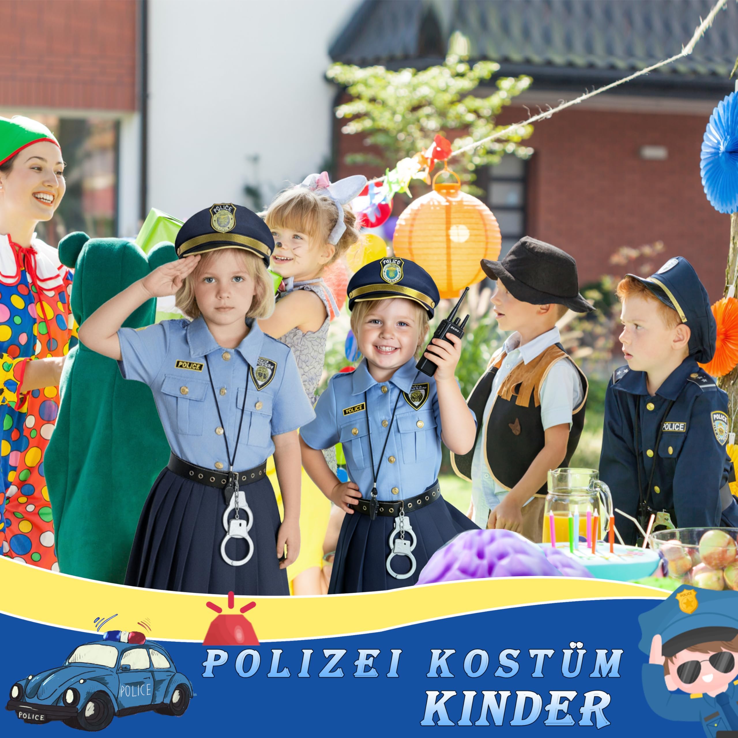 Fairycos Polizei Kostüm Handschellen 98-104-110 9-teilig