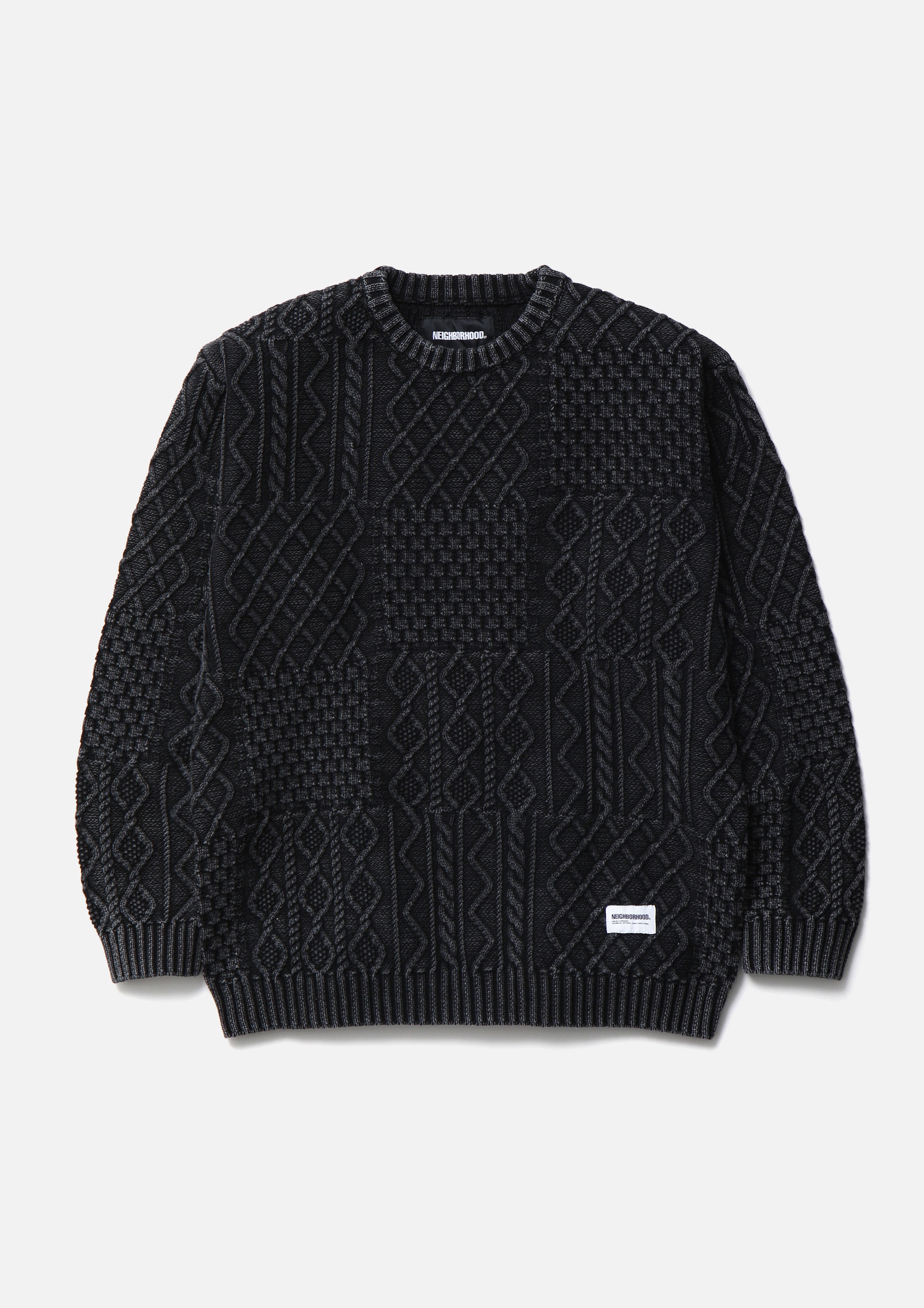 Neighborhood Washed Block Cable Pullover Olive Zopfstrick