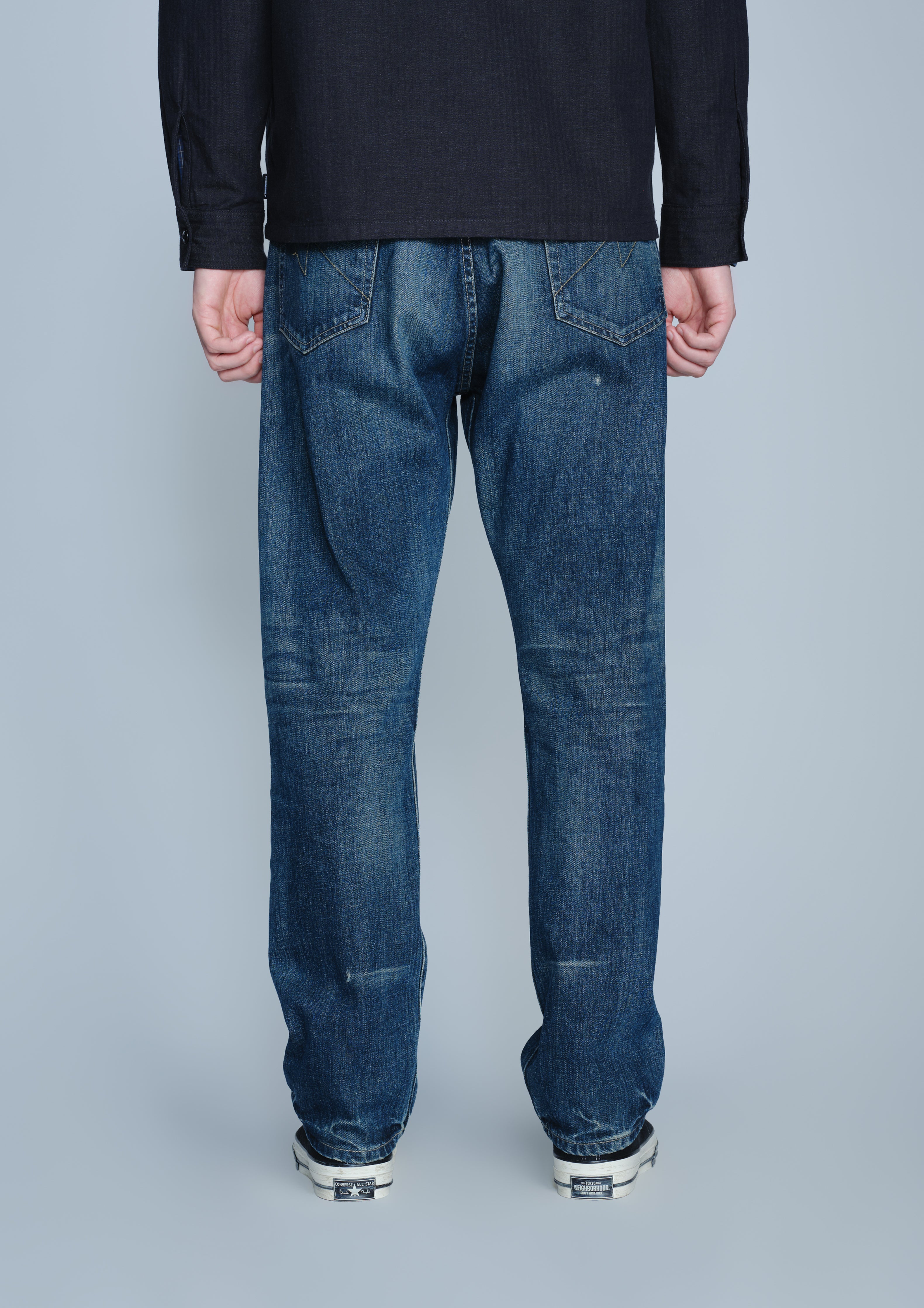 Neighborhood Washed Denim DP Mid Pants Jeans Schwarz 12oz