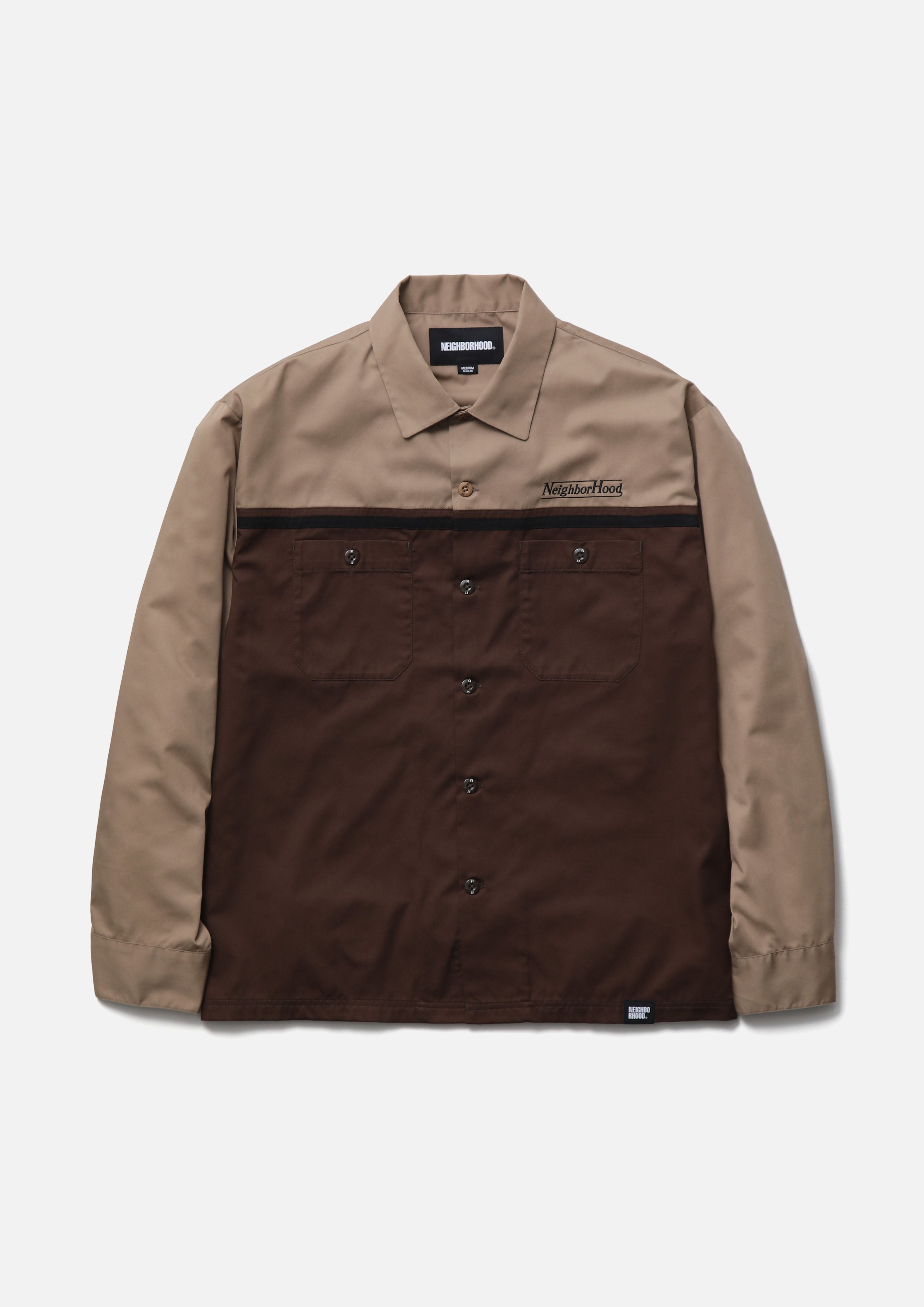 Neighborhood Bicolor Work Shirt LS Hemd Black Stickerei