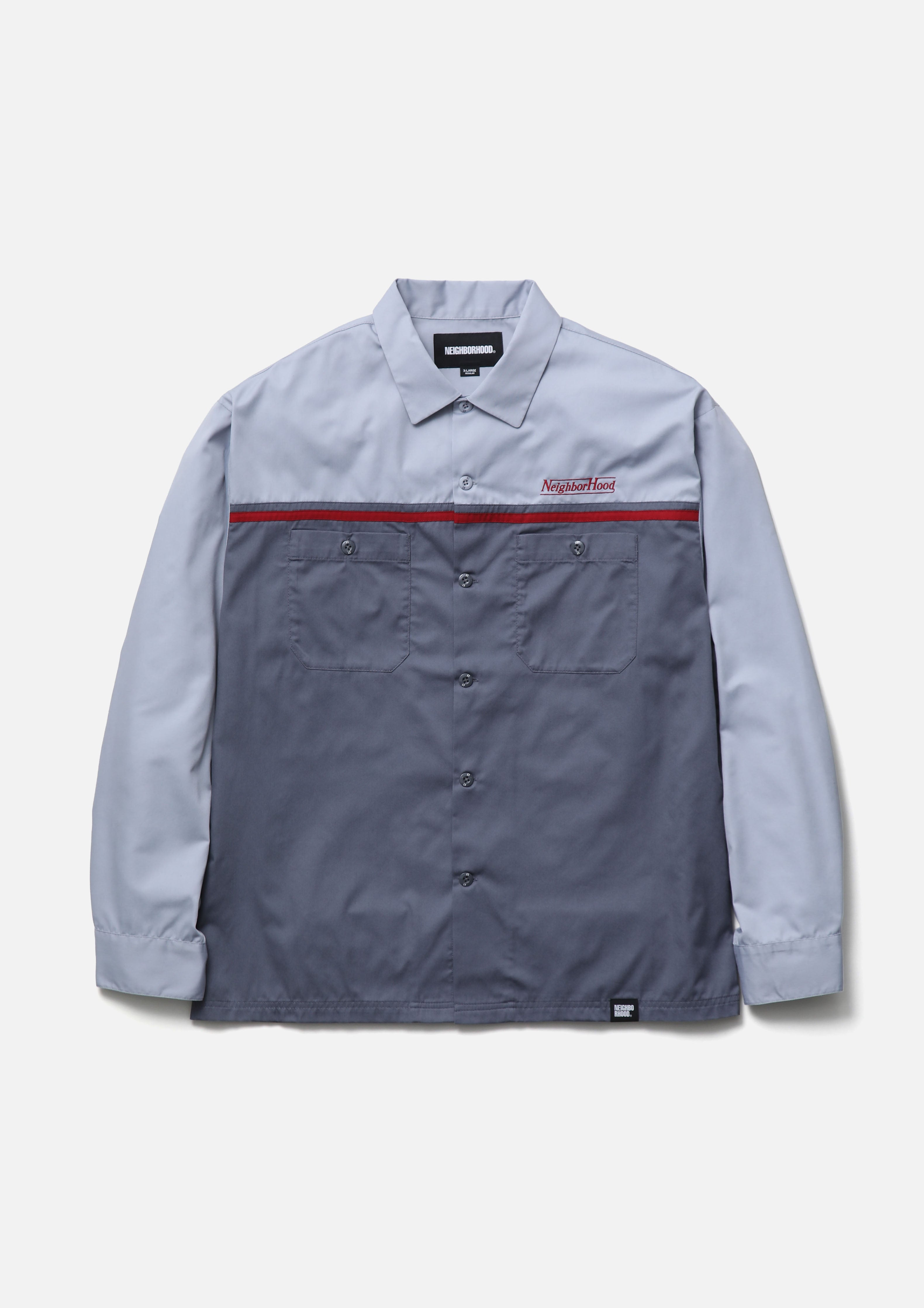 Neighborhood Bicolor Work Shirt LS Hemd Black Stickerei