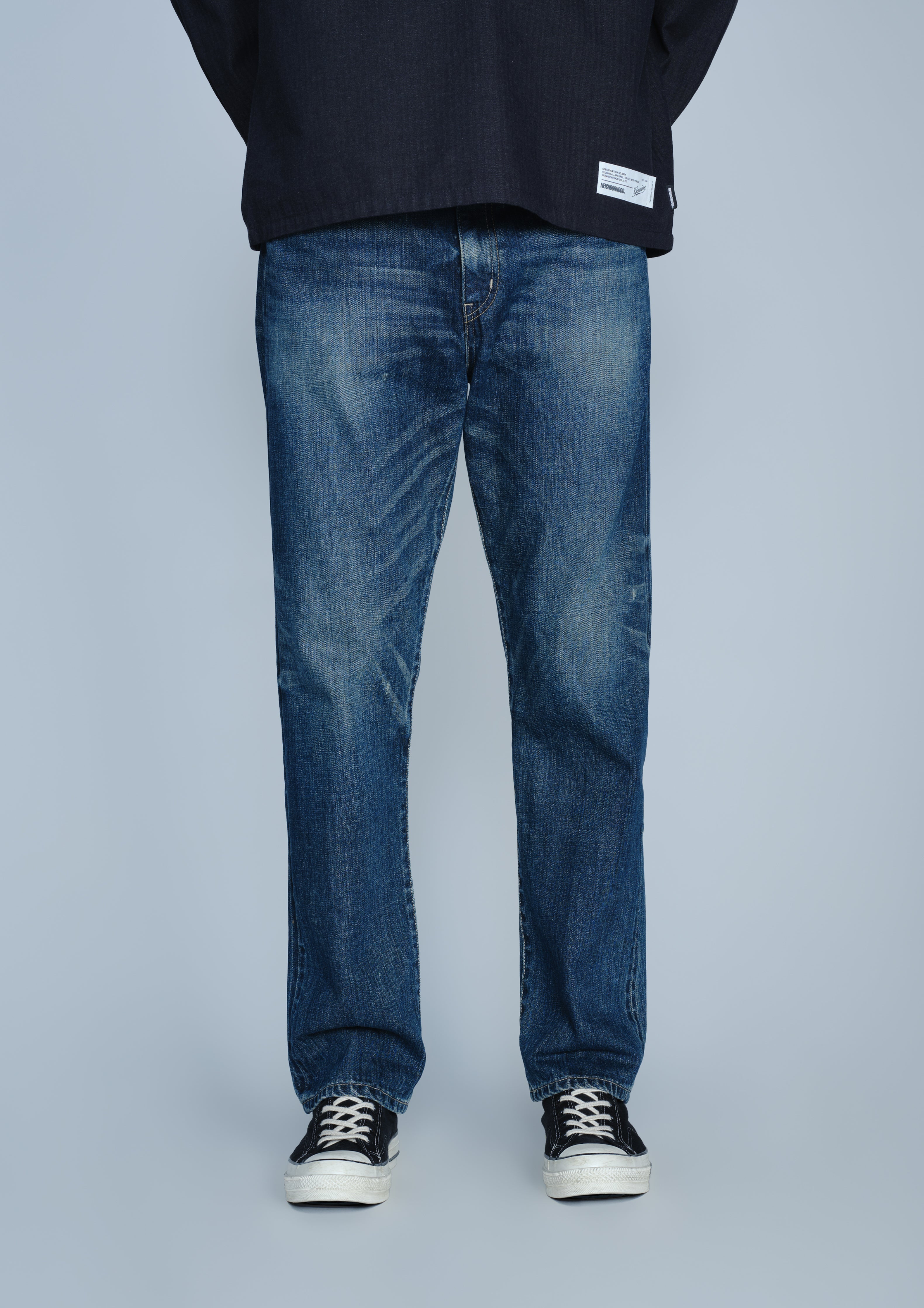 Neighborhood Washed Denim DP Mid Pants Jeans Schwarz 12oz