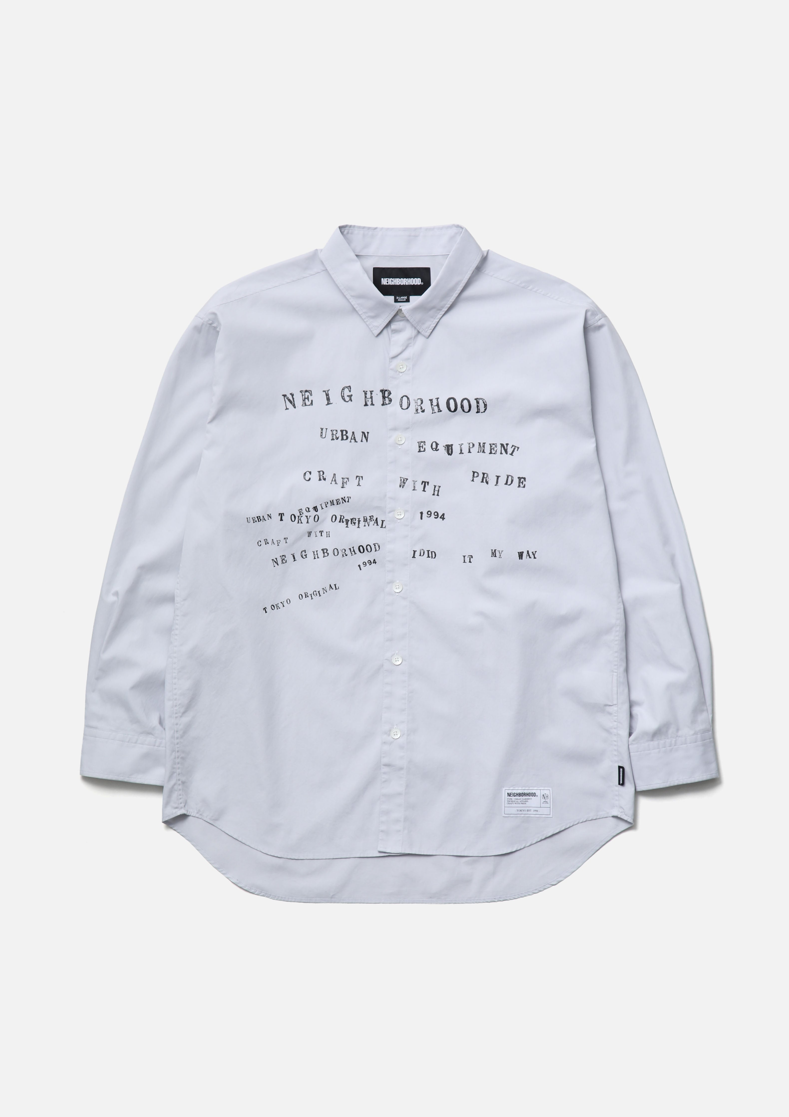 Neighborhood Typographic Shirt LS Hemd Schwarz Langarm Print