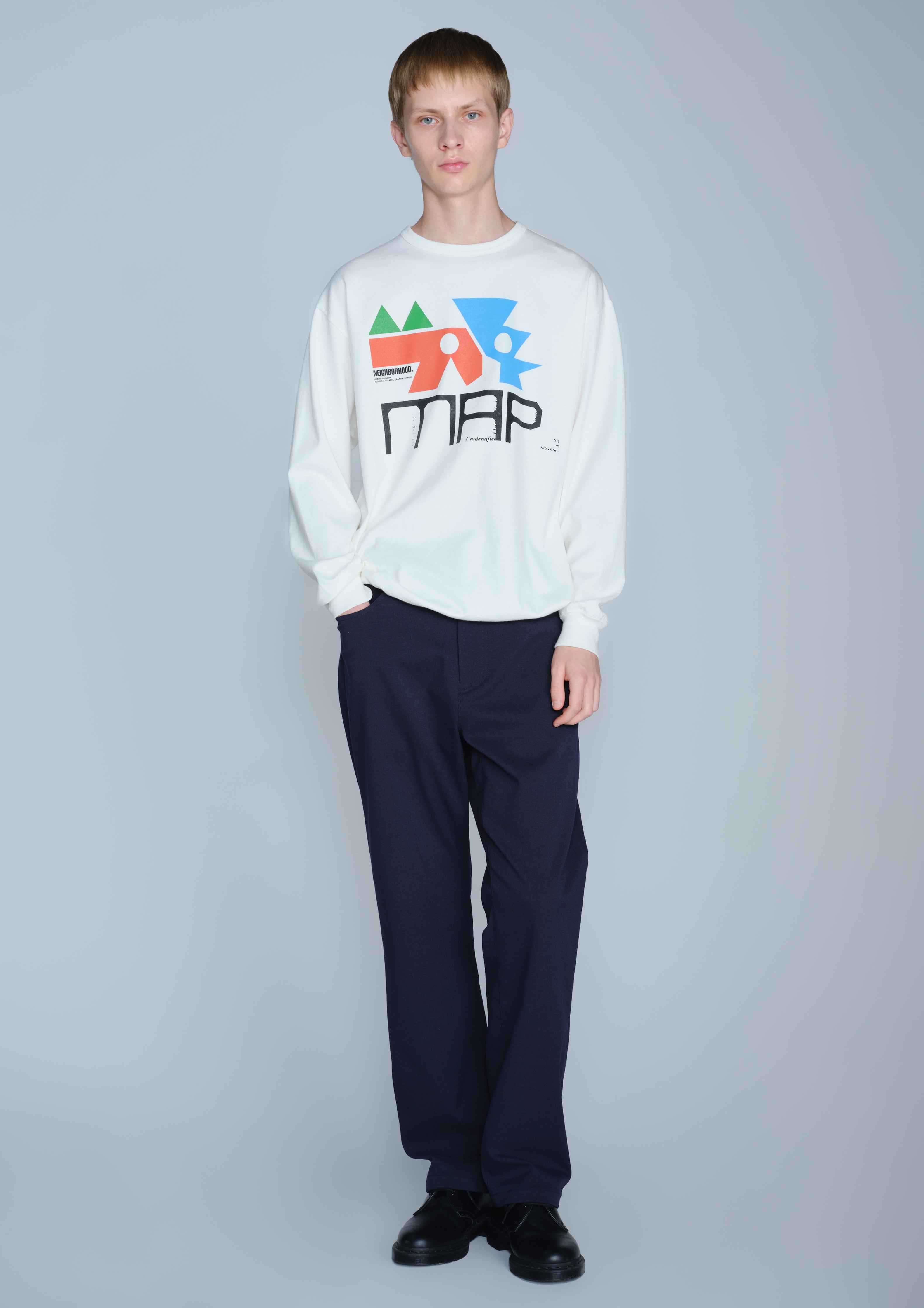 Neighborhood Map Crewneck LS Langarmshirt Schwarz Baumwolle