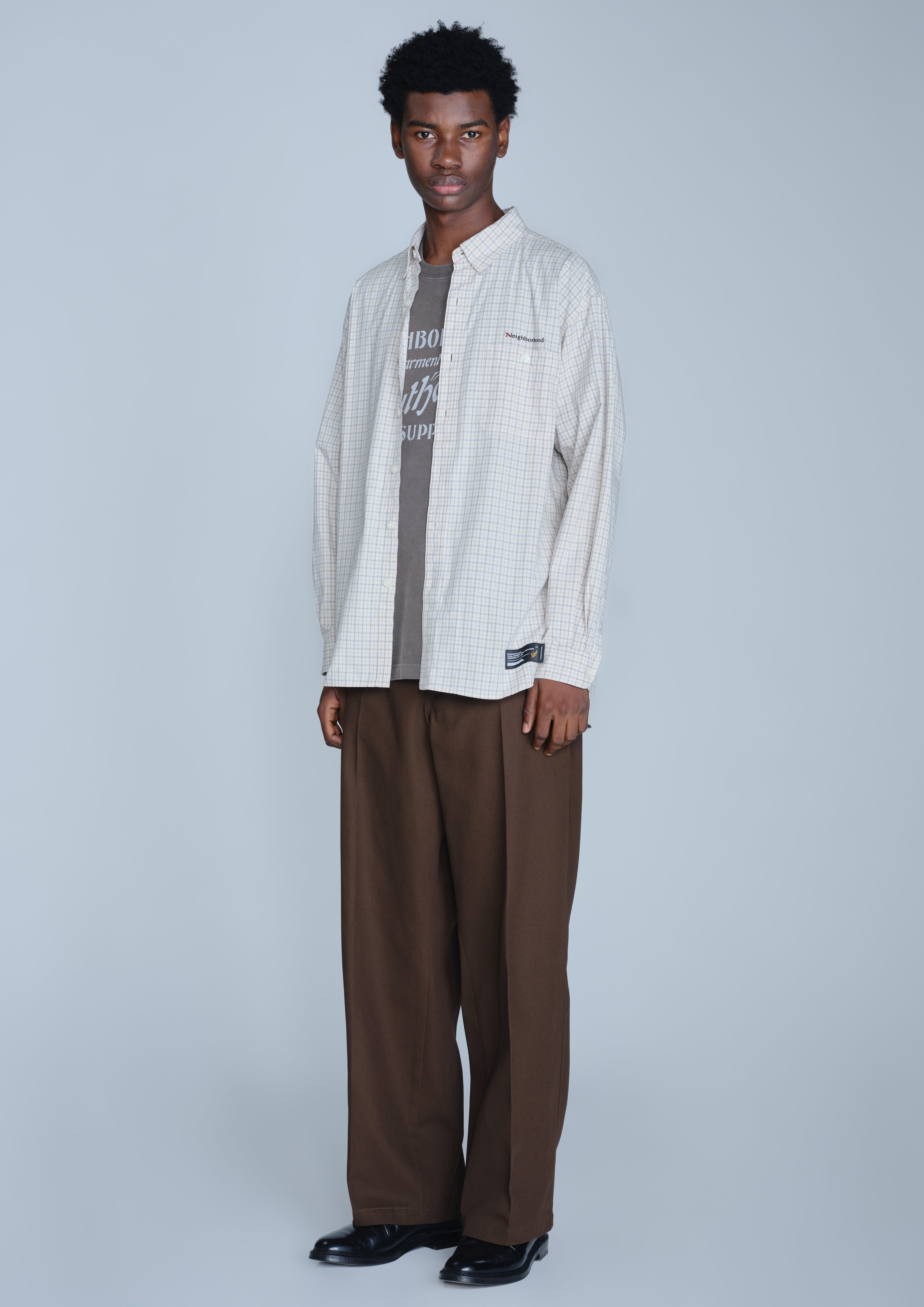 Neighborhood Plaid Pattern BD Hemd LS Weiß Bio-Baumwolle