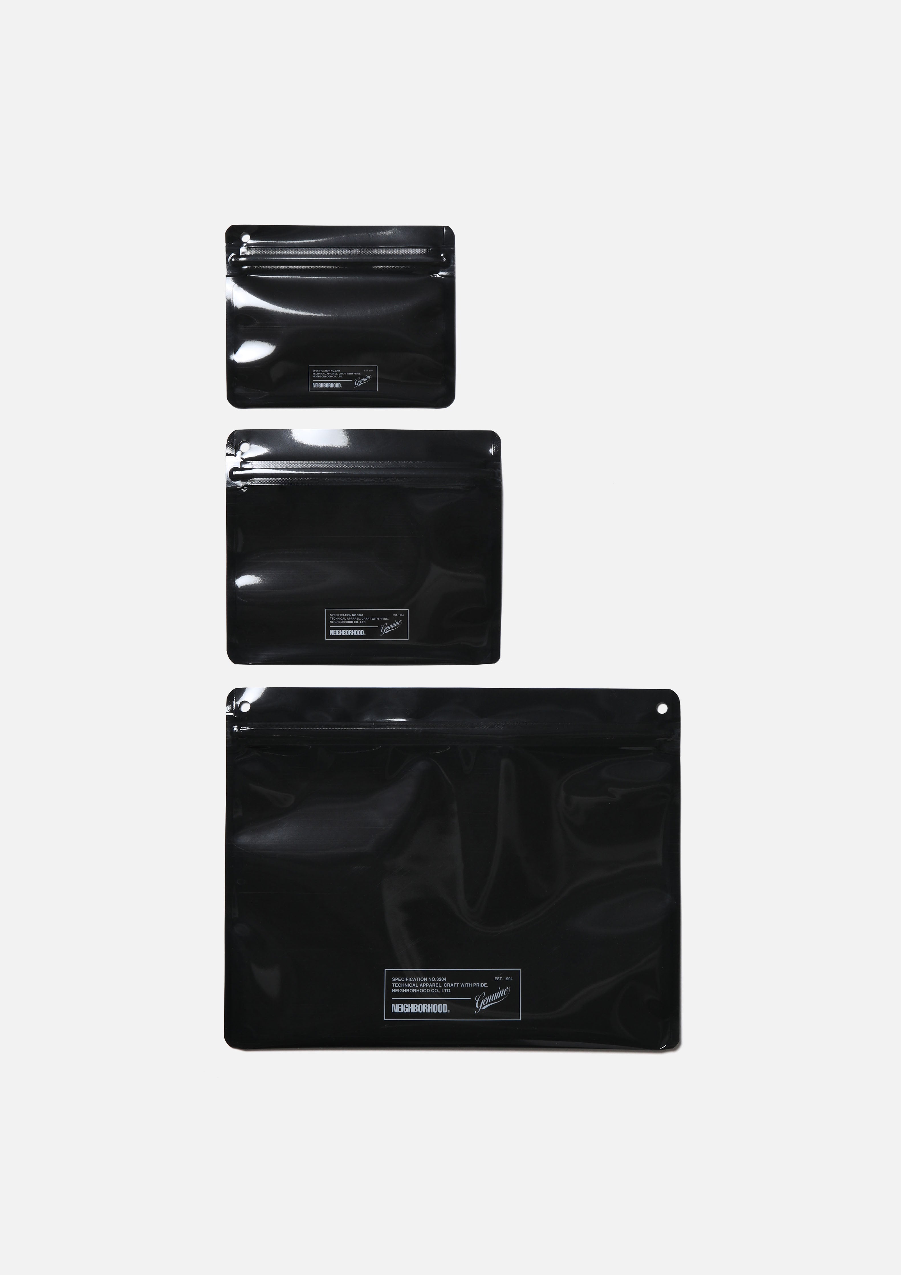 Neighborhood NH x Pake 3Pack Set Zip-Beutel Schwarz 3er