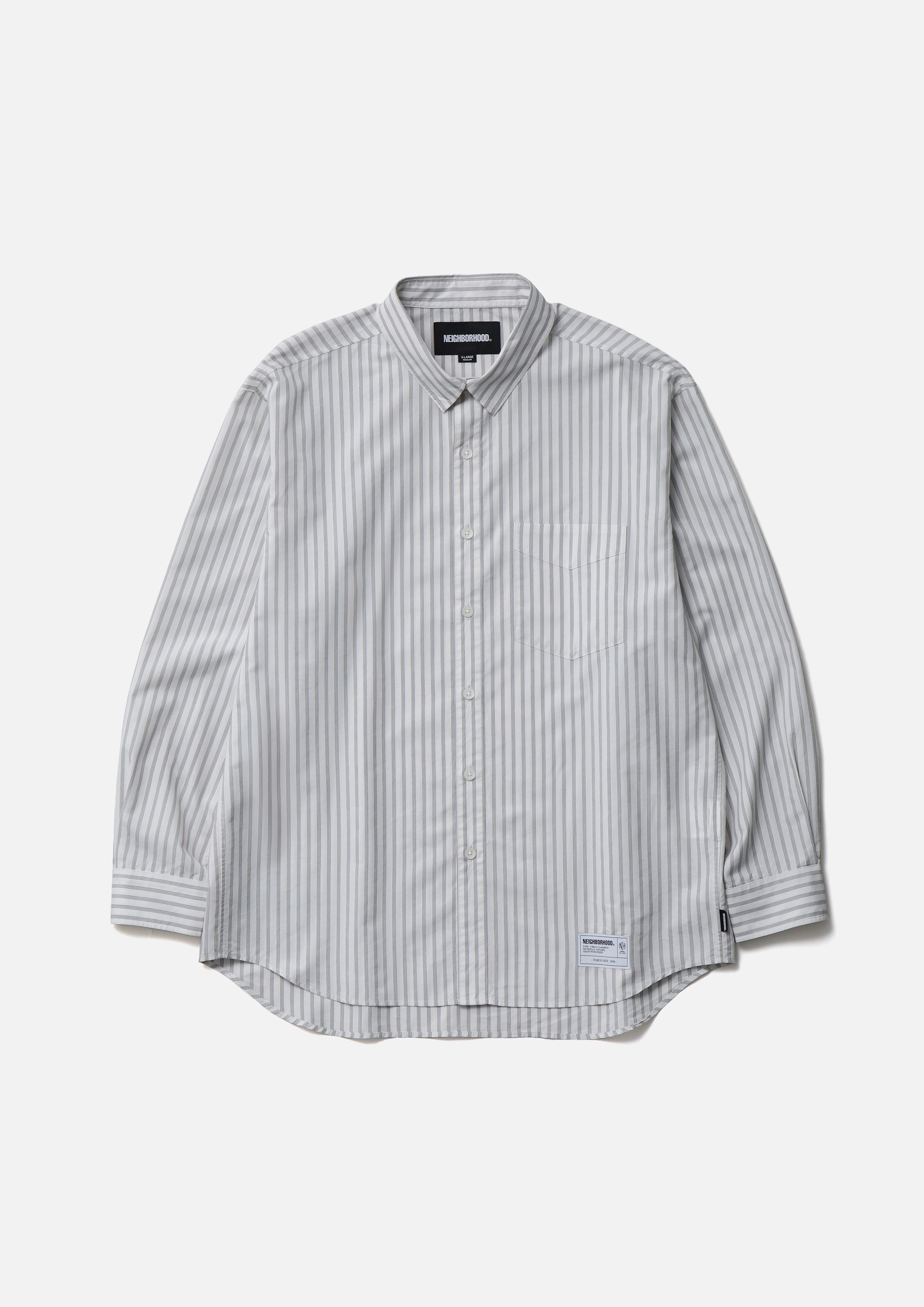 Neighborhood Stripe Shirt LS Hemd grün Streifen Baumwolle