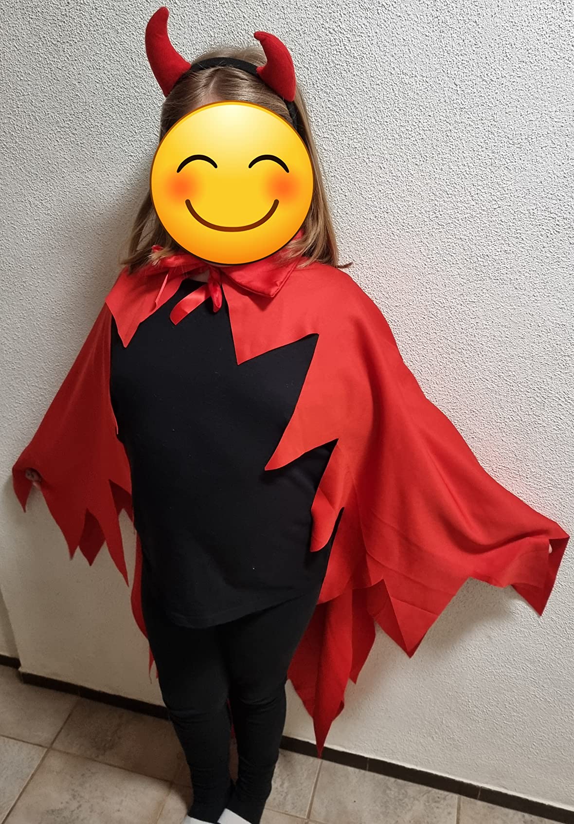 Fairycos Teufel Kostüm Damen mit Umhang und Haarreif