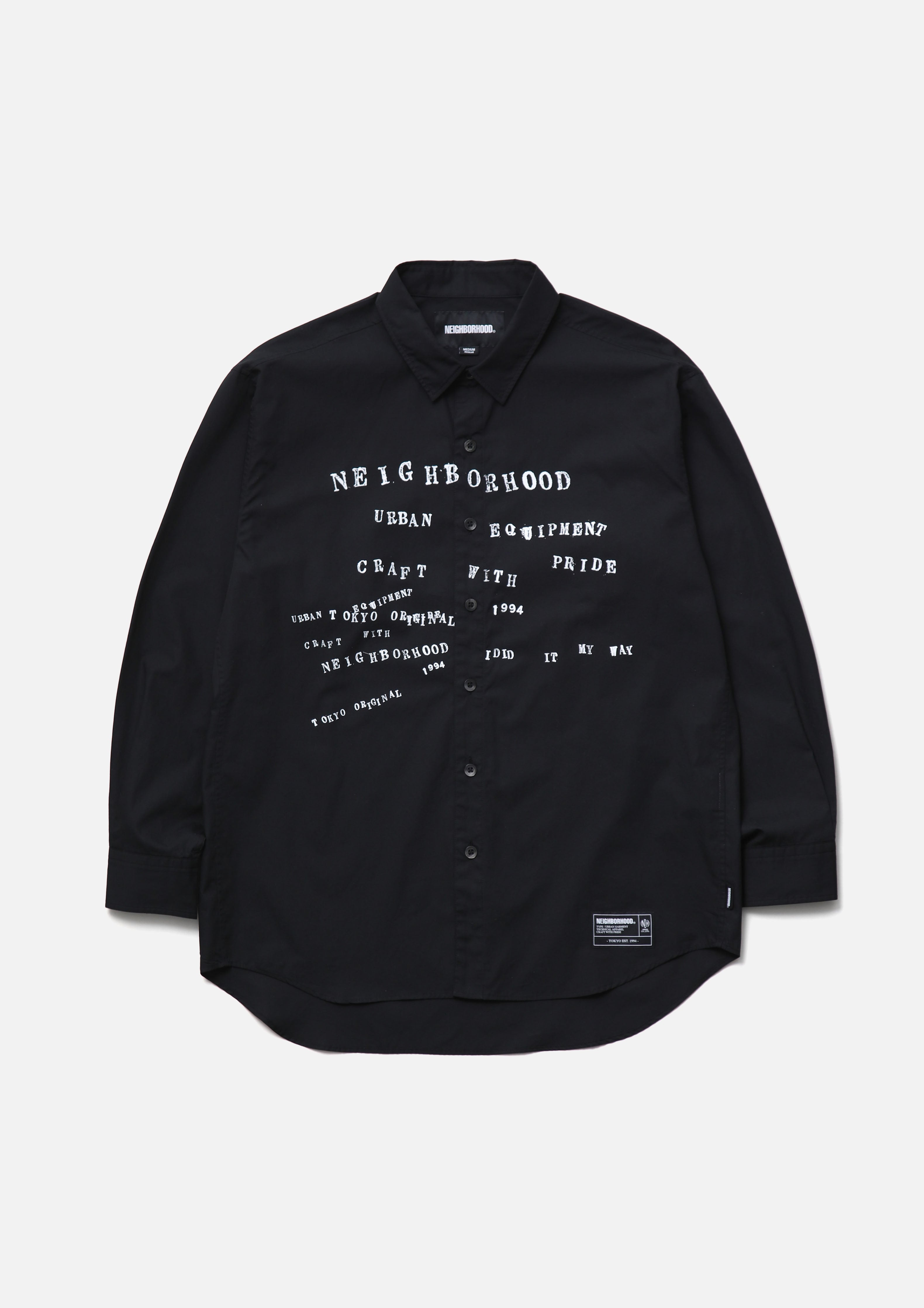 Neighborhood Typographic Shirt LS Hemd Black Baumwolle