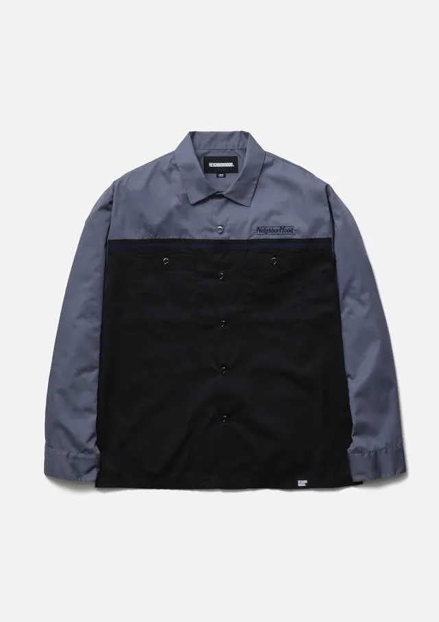 Neighborhood Bicolor Work Shirt LS Hemd Black Stickerei