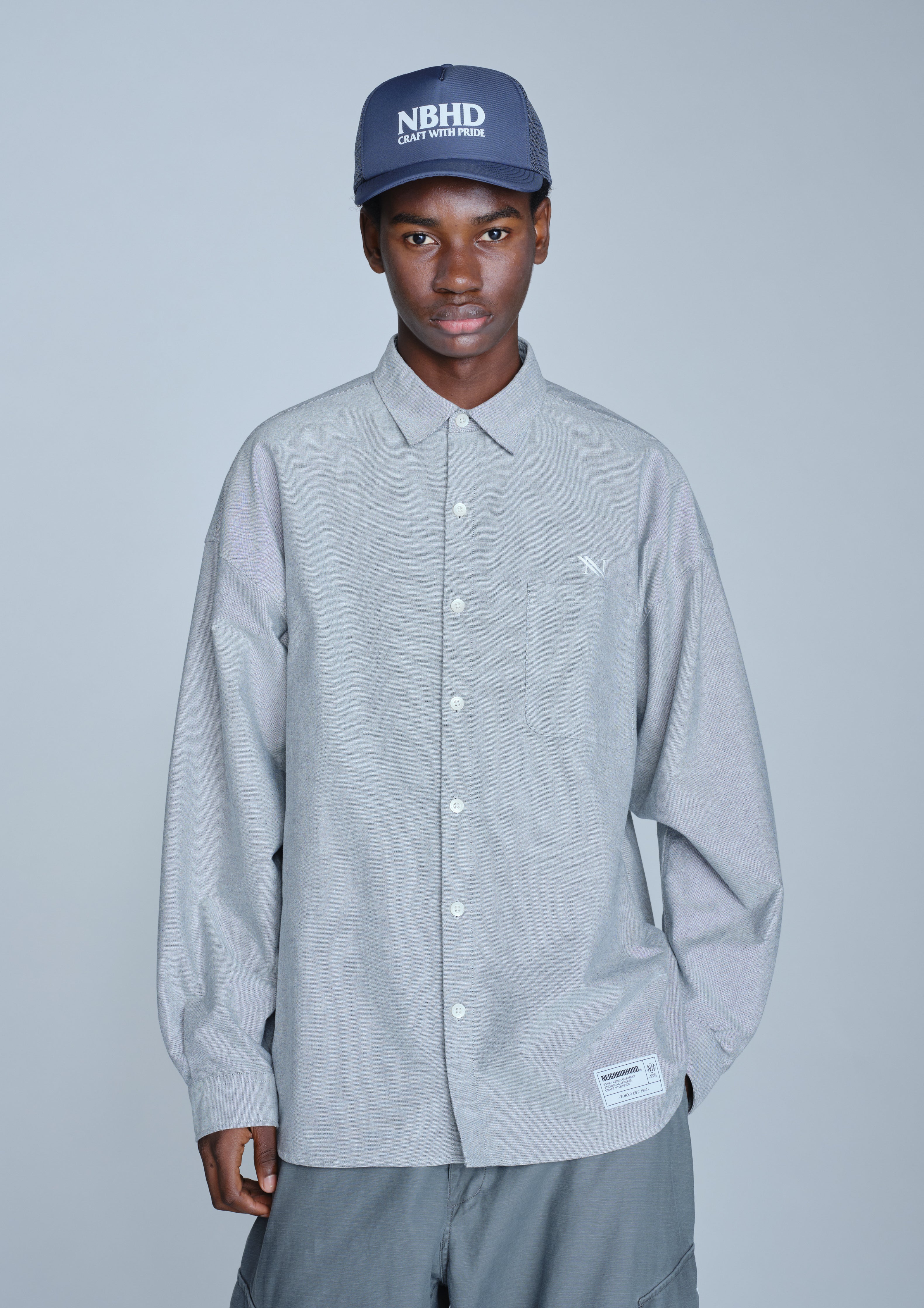 Neighborhood Over Shirt LS Hemd Blau M Oxford