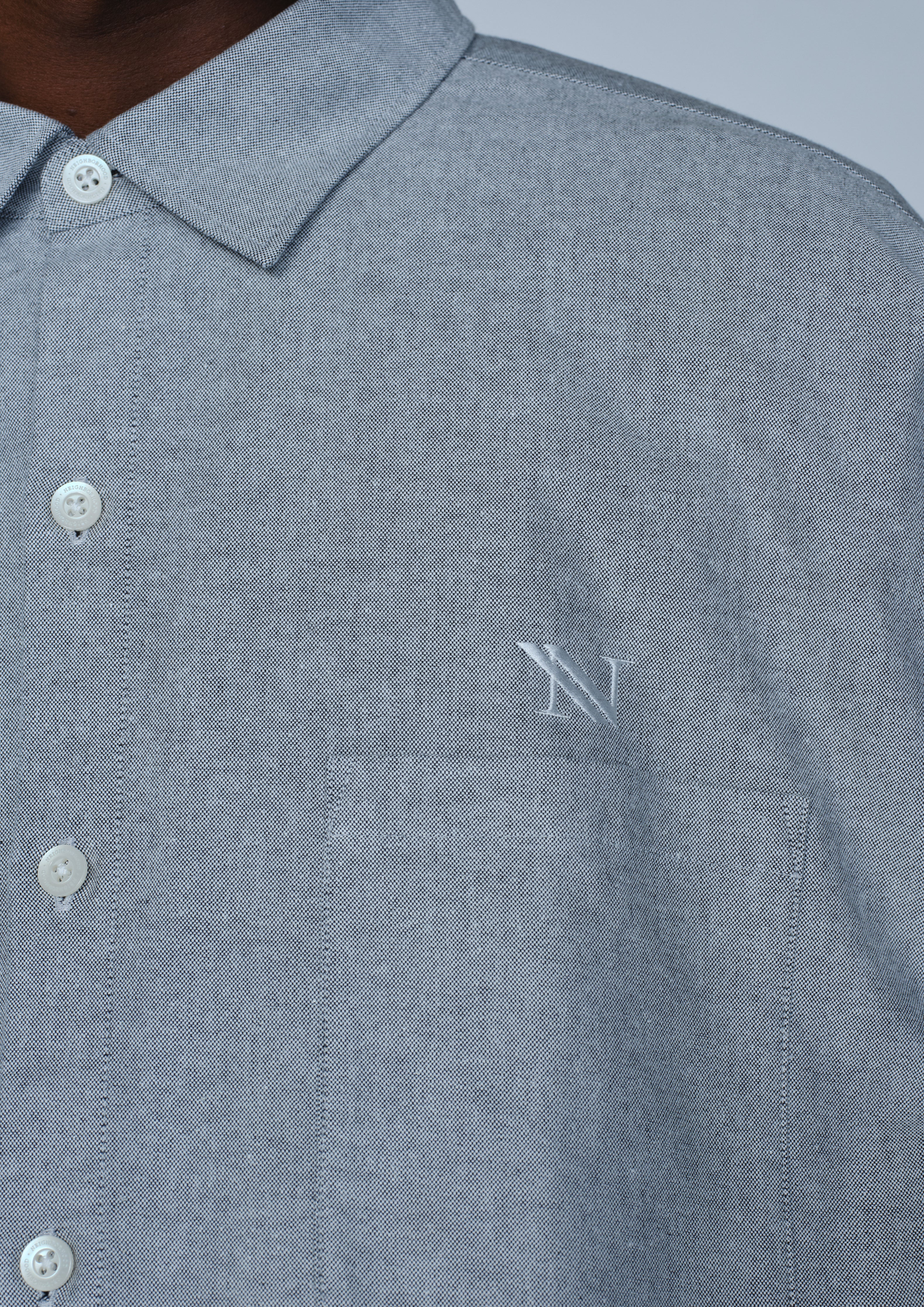Neighborhood Over Shirt LS Hemd Blau M Oxford