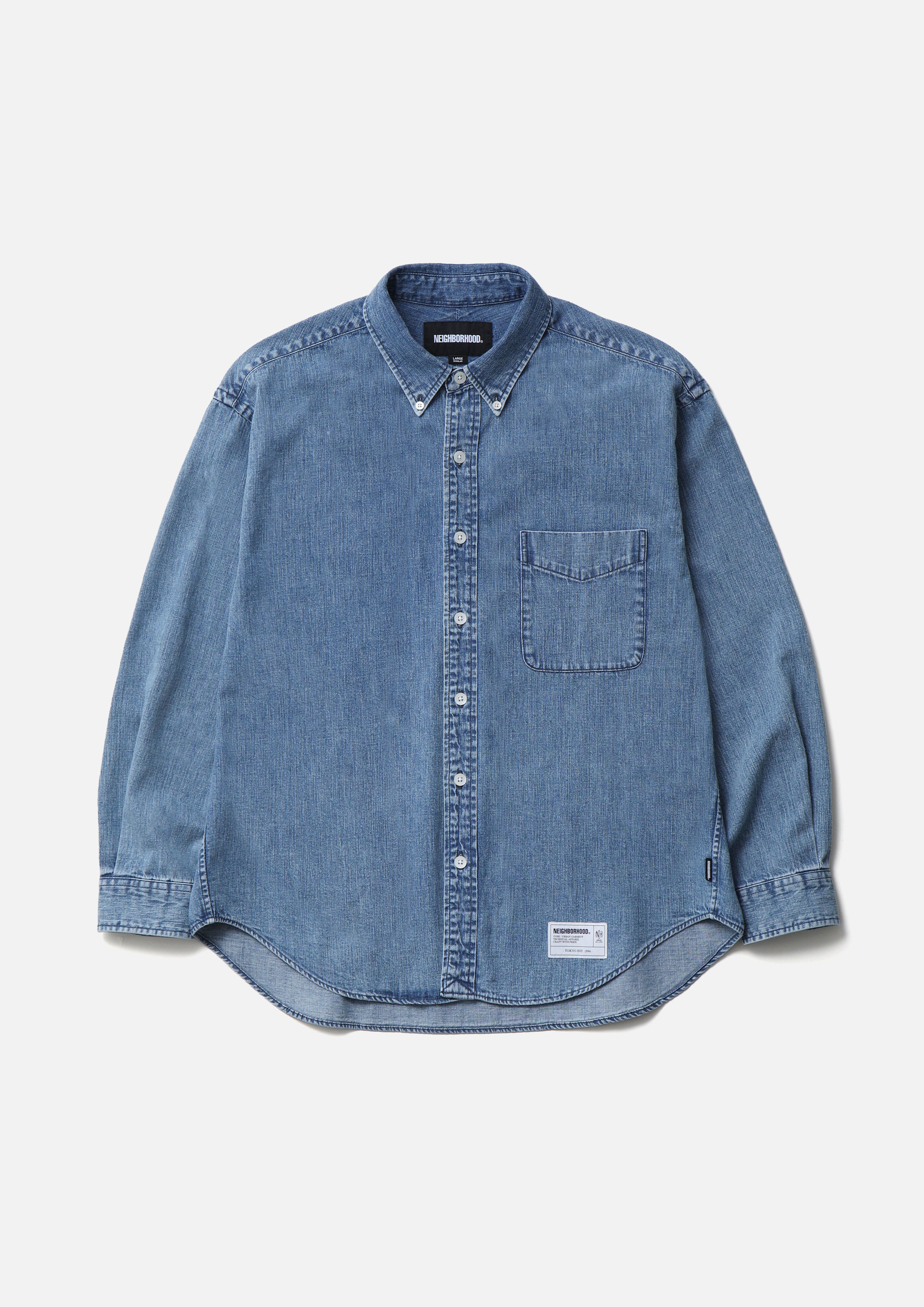 Neighborhood Denim BD Shirt LS Denimhemd Indigo 7.8oz