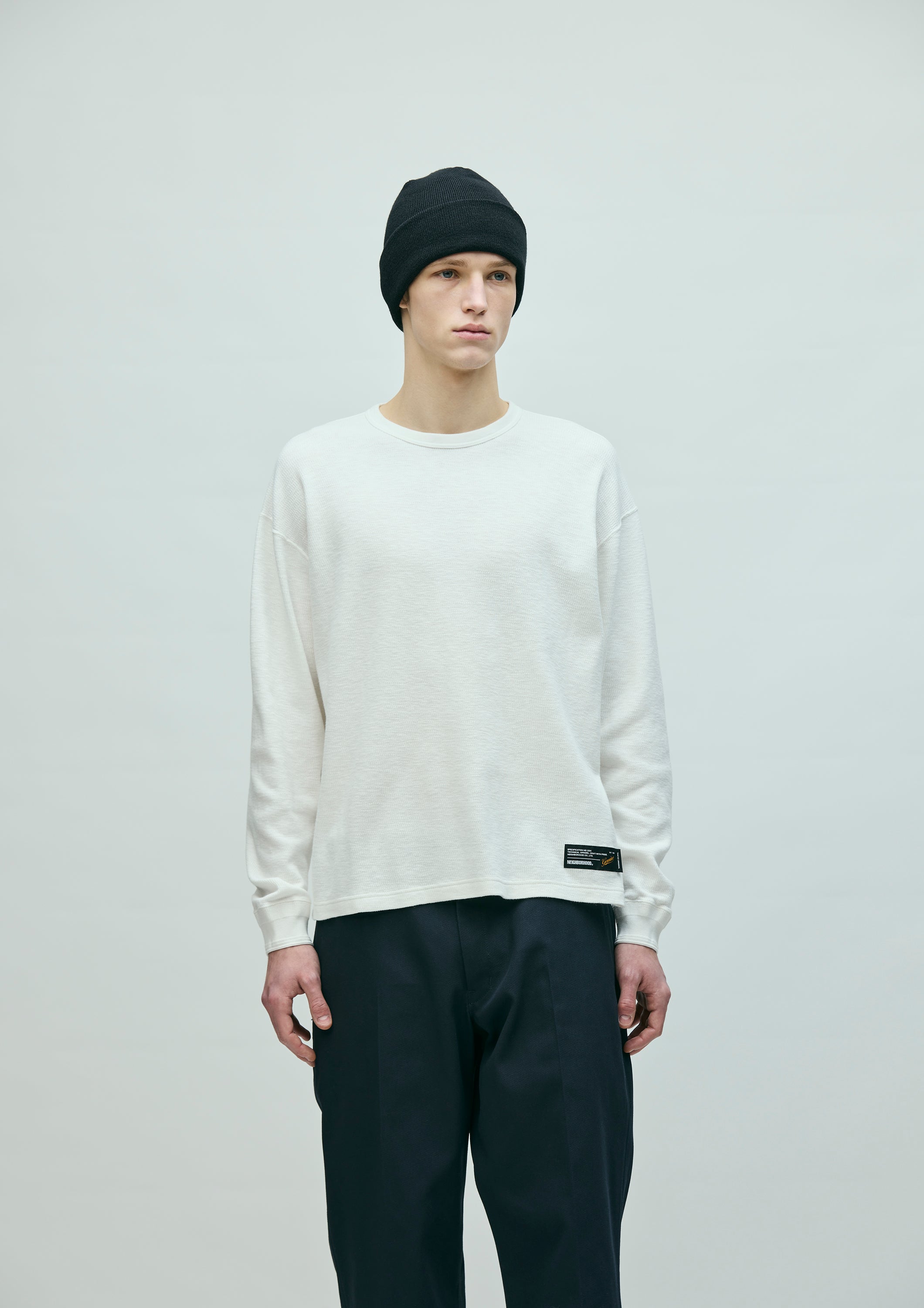 Neighborhood Honeycomb Crewneck LS Longsleeve Schwarz Waffle
