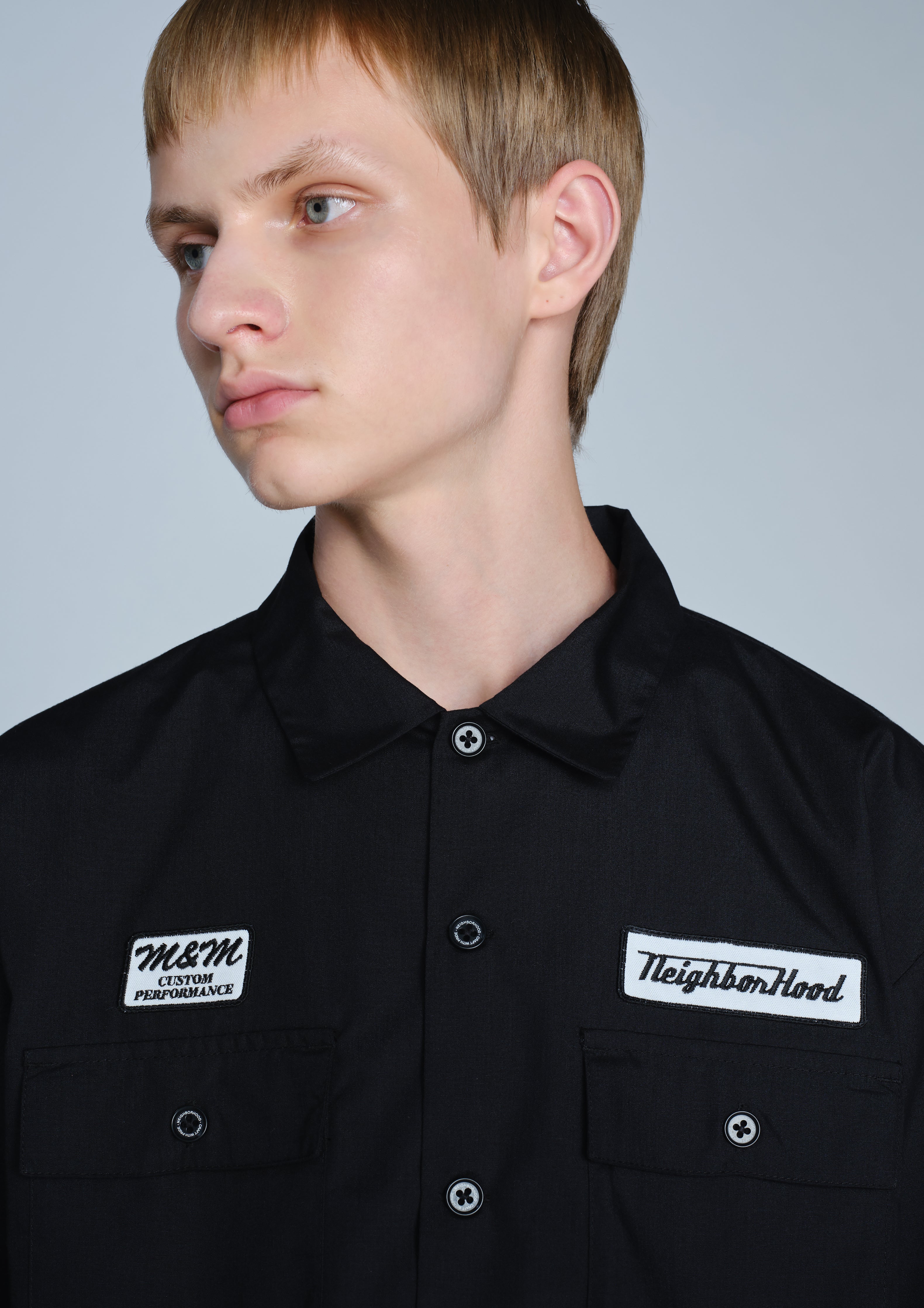 Neighborhood NH x M&M Classic Work Hemd Schwarz Baumwolle