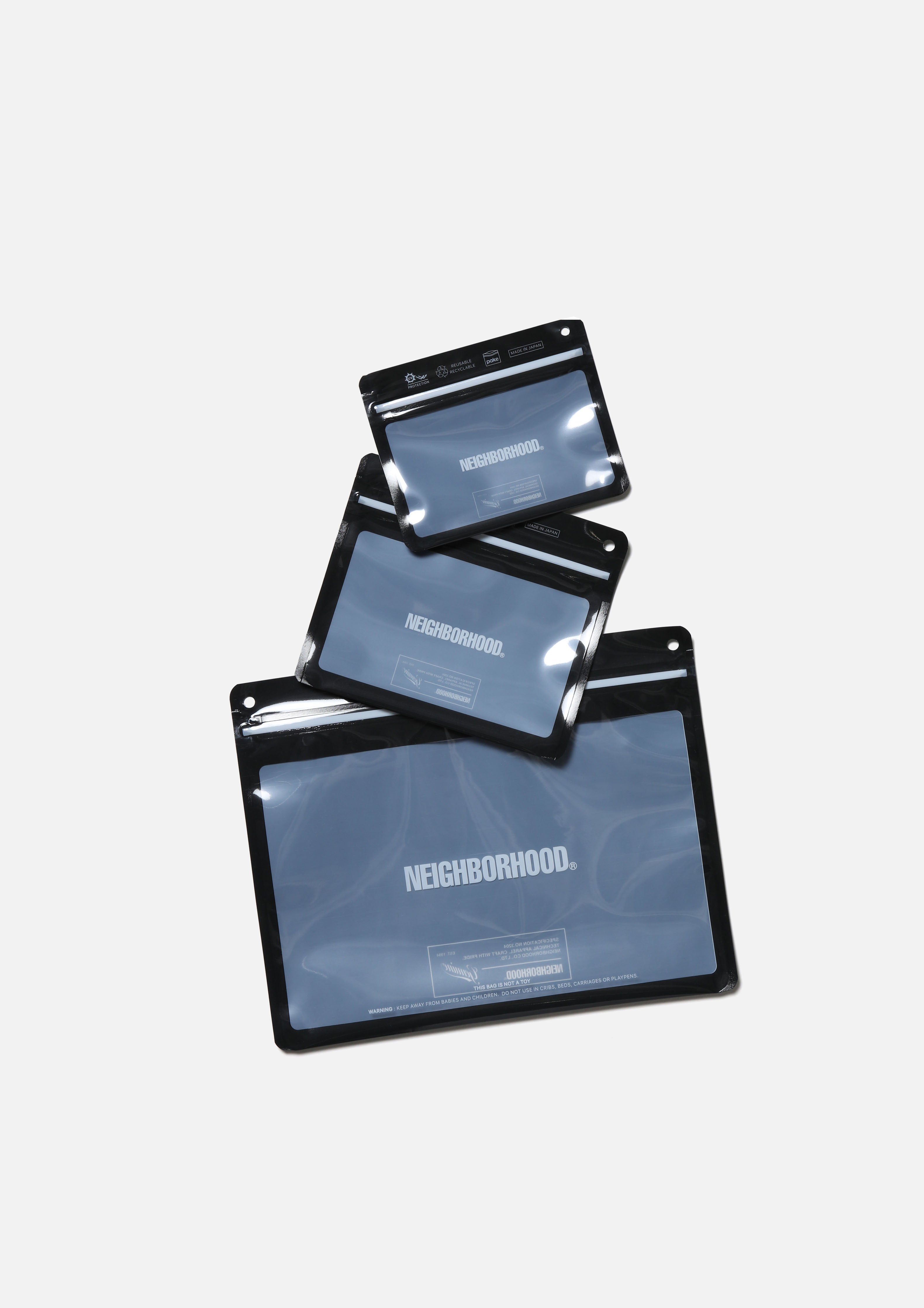 Neighborhood NH x Pake 3Pack Set Zip-Beutel Schwarz 3er