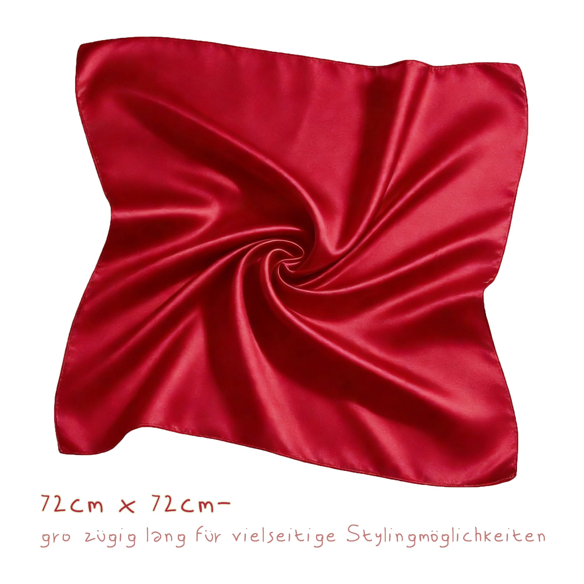 Fairycos Seidentuch Halstuch Damen 72x72 Rot