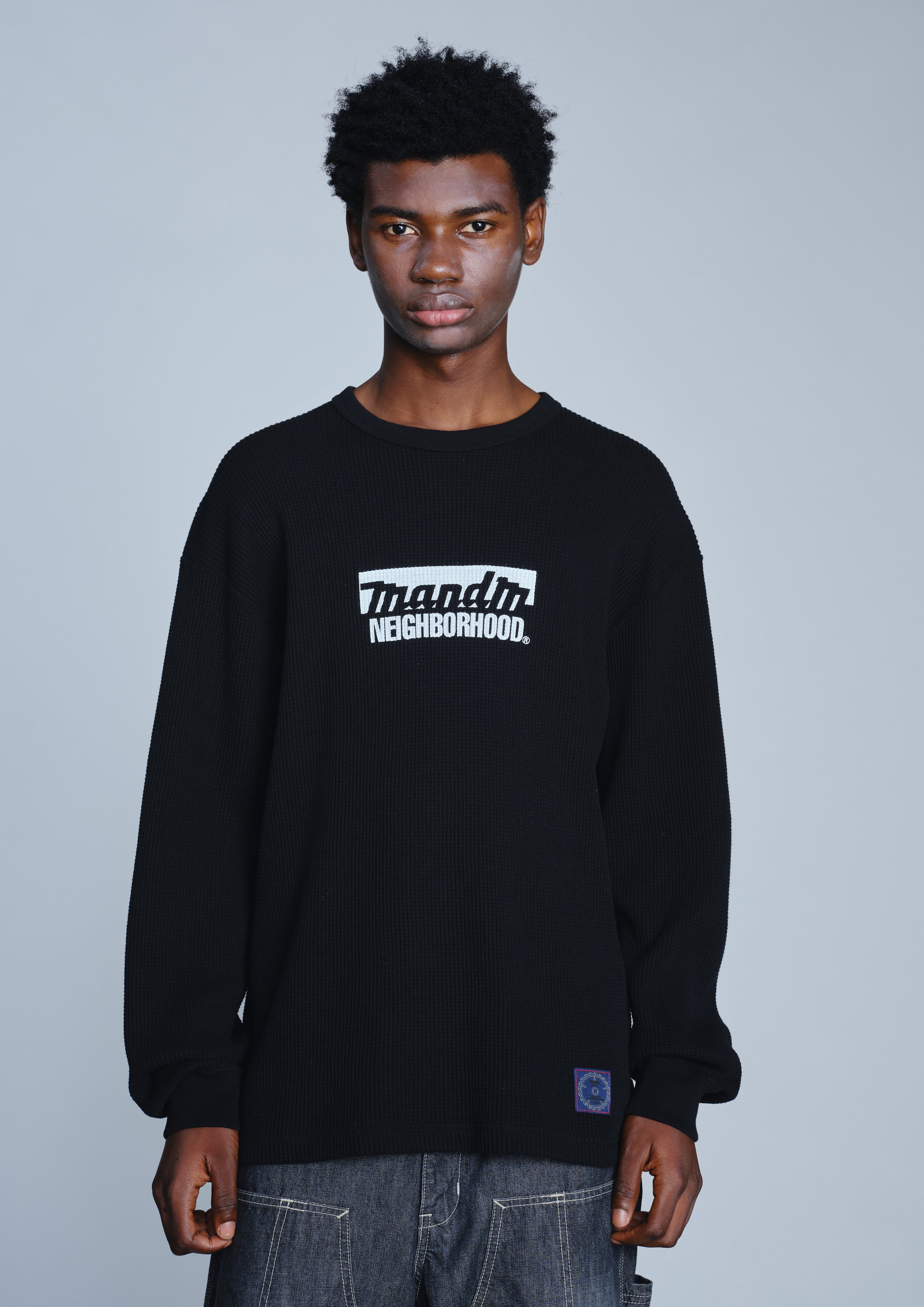 Neighborhood NH X M&M Waffle Crewneck Sweatshirt Schwarz Langarm