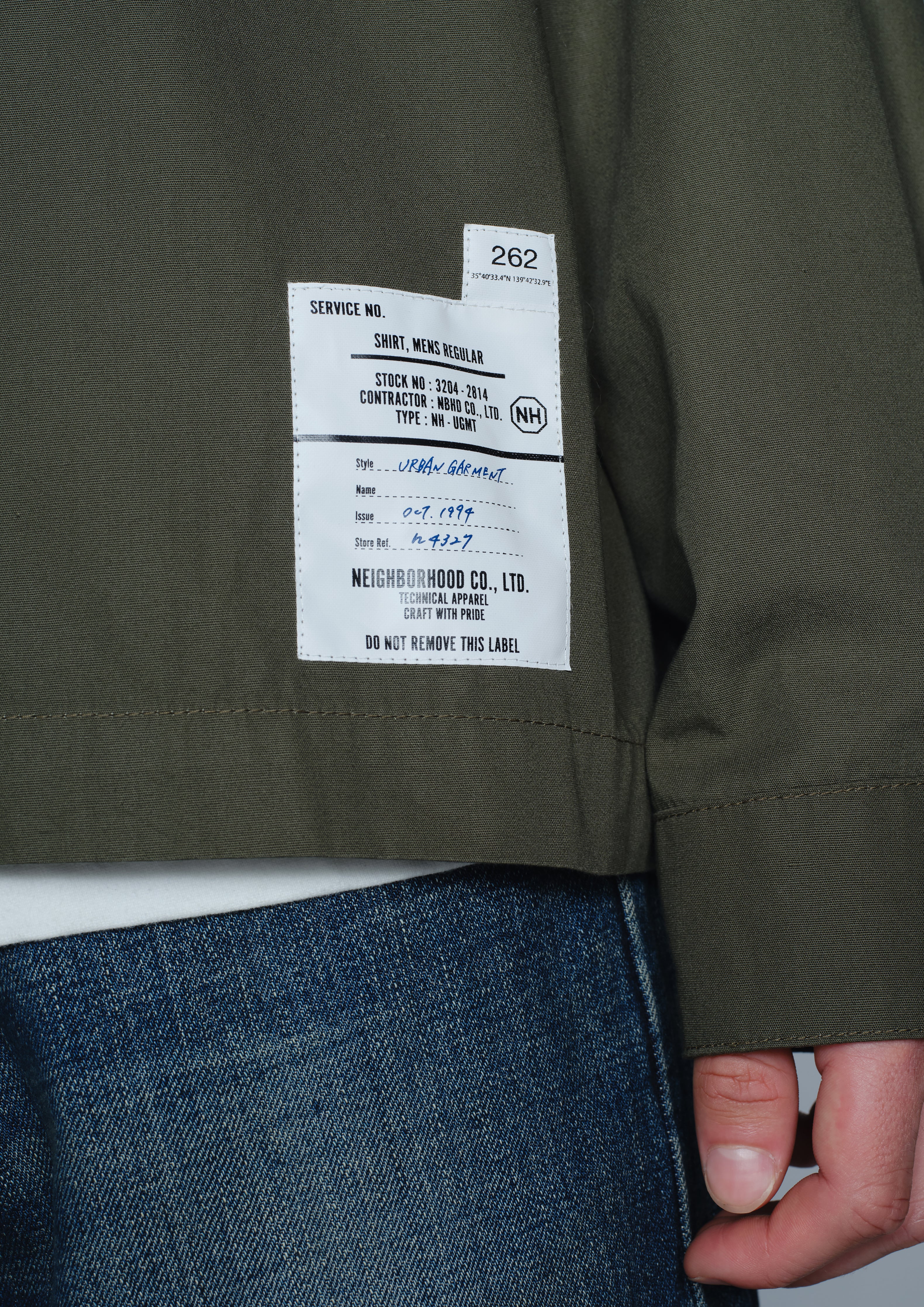 Neighborhood Slant Pocket Shirt LS Hemd Olive Drab Canvas