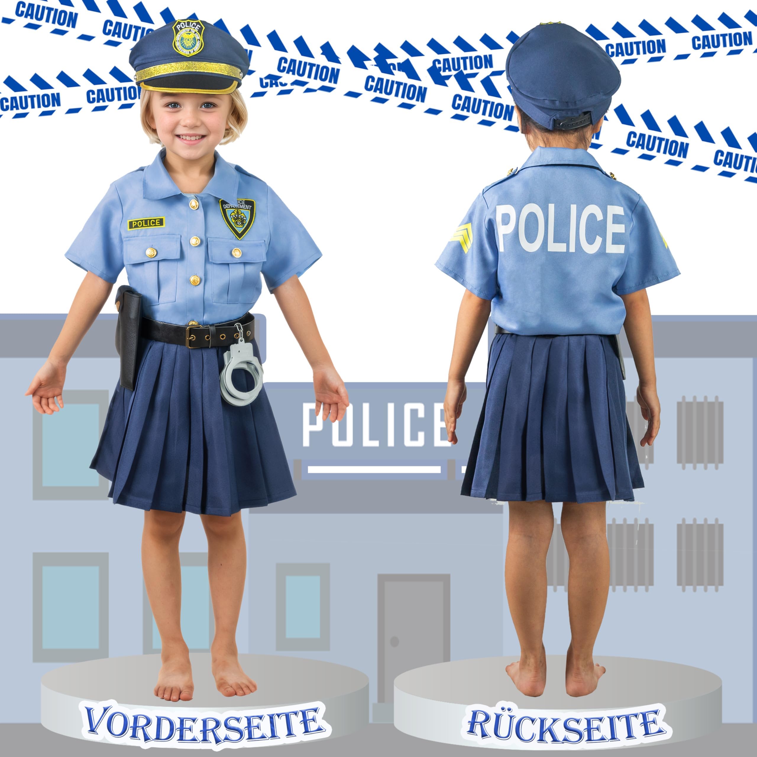 Fairycos Polizei Kostüm Handschellen 98-104-110 9-teilig