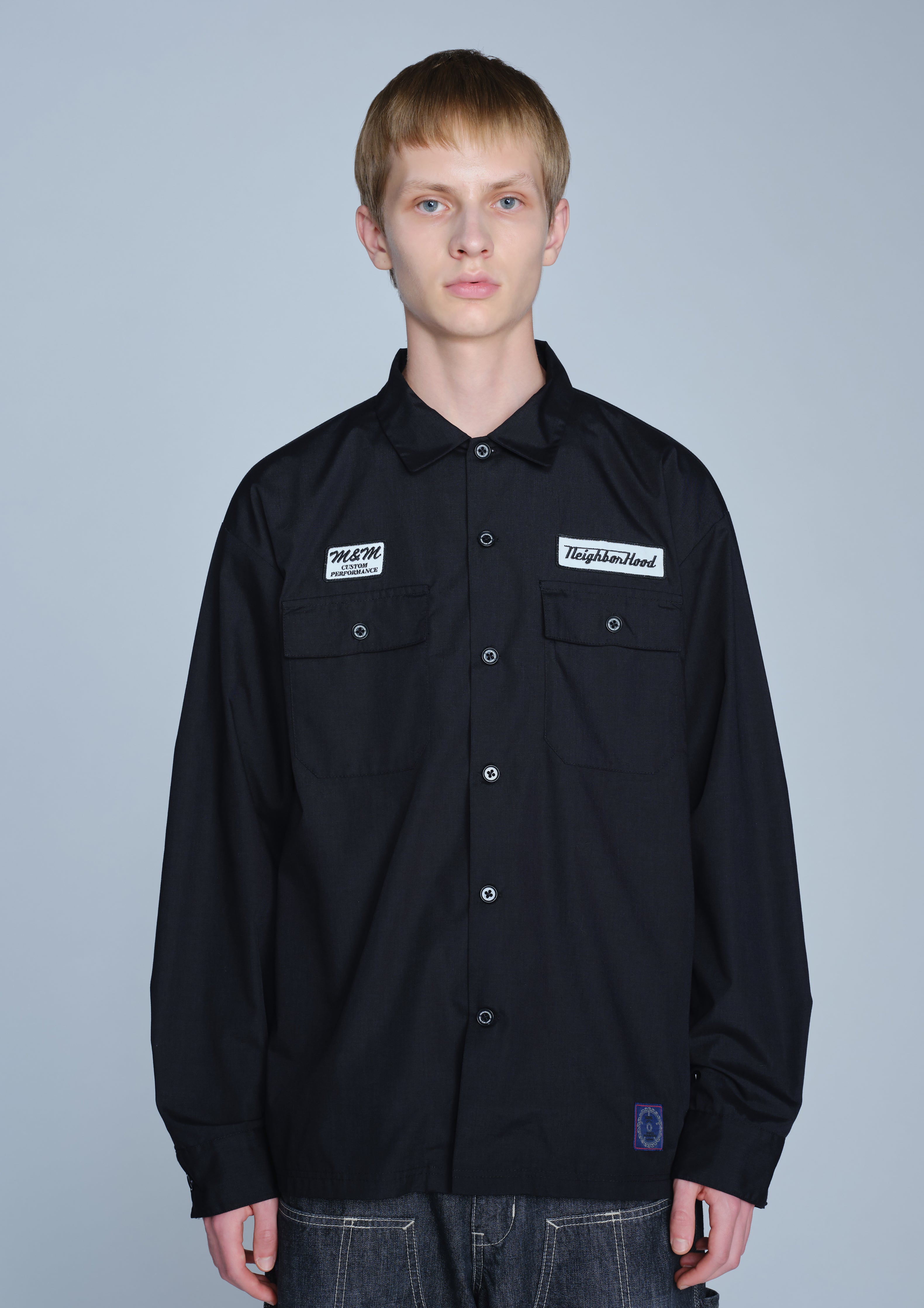 Neighborhood NH x M&M Classic Work Hemd Schwarz Baumwolle