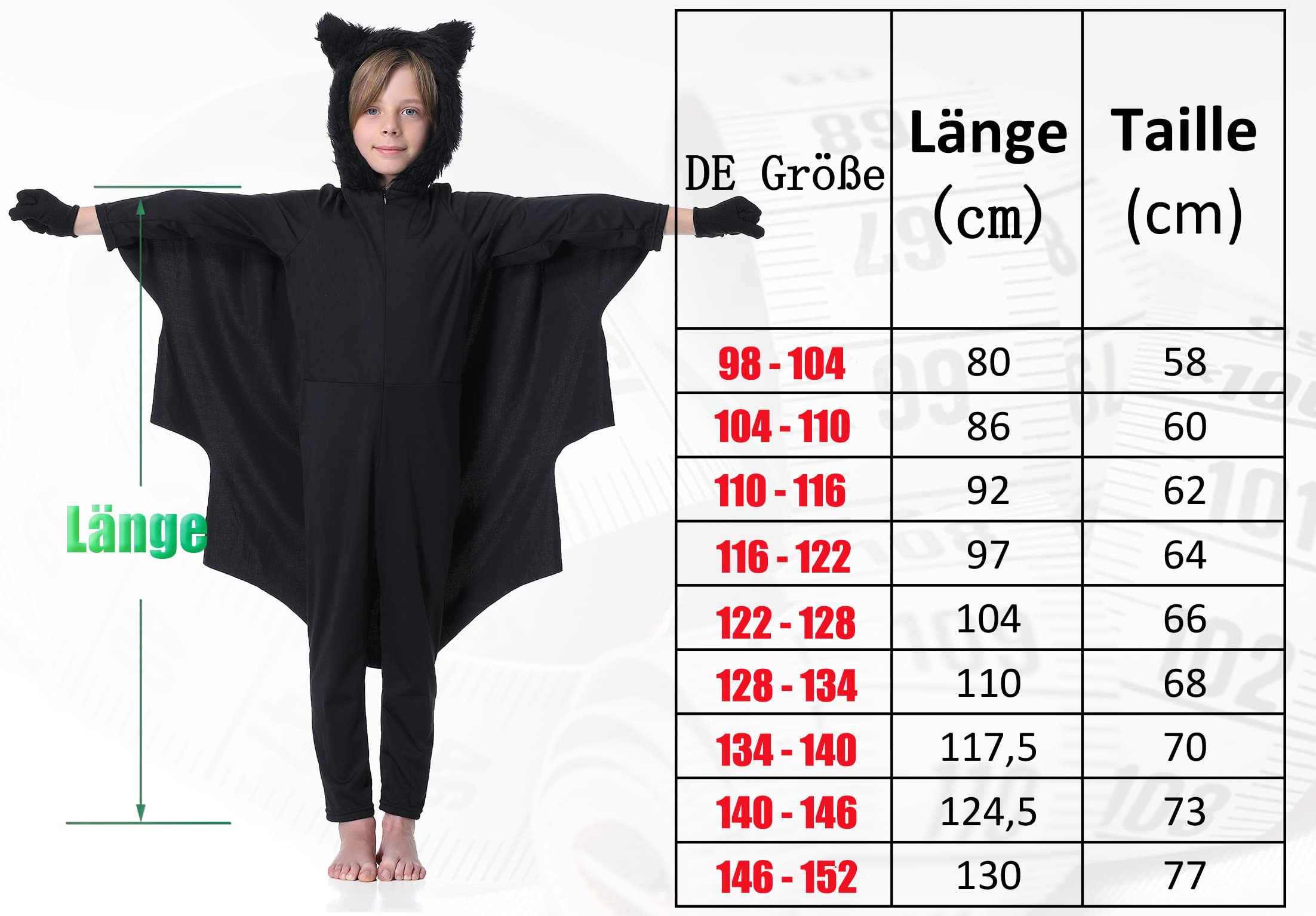 Fairycos Kinderkostüme Fledermaus Kostüm 110-116 für Fasching