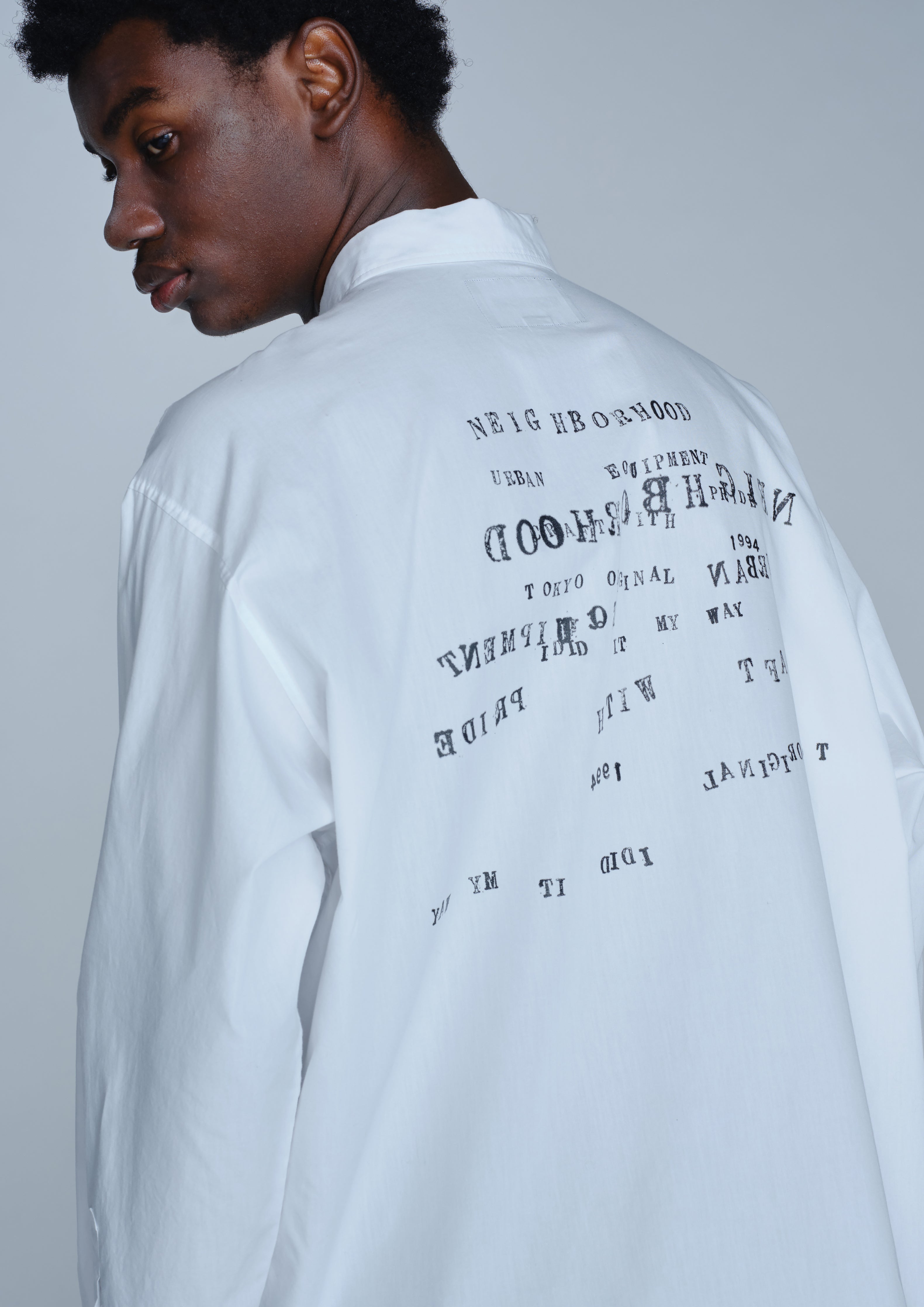 Neighborhood Typographic Shirt LS Hemd Schwarz Langarm Print