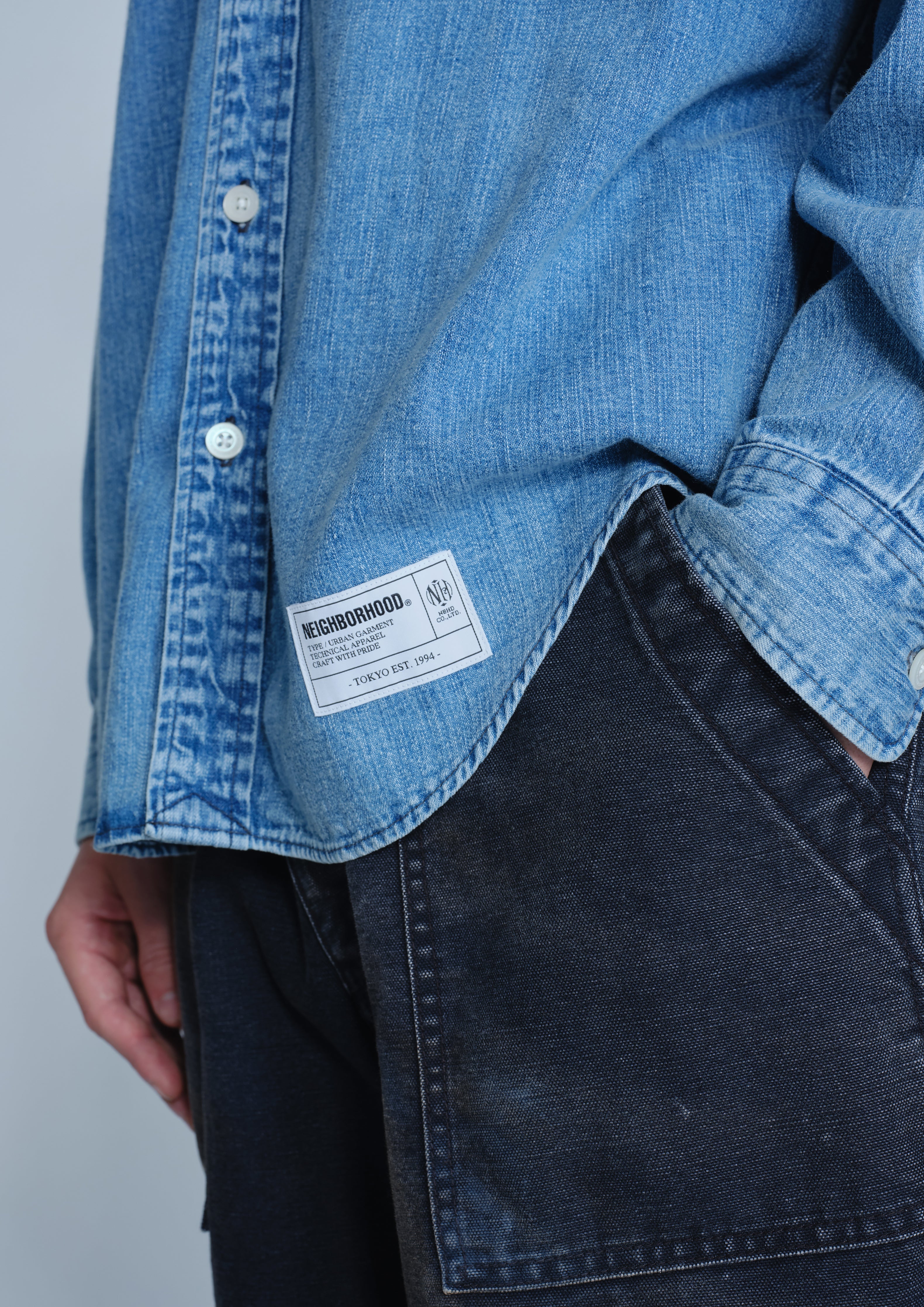 Neighborhood Denim BD Shirt LS Denimhemd Indigo 7.8oz