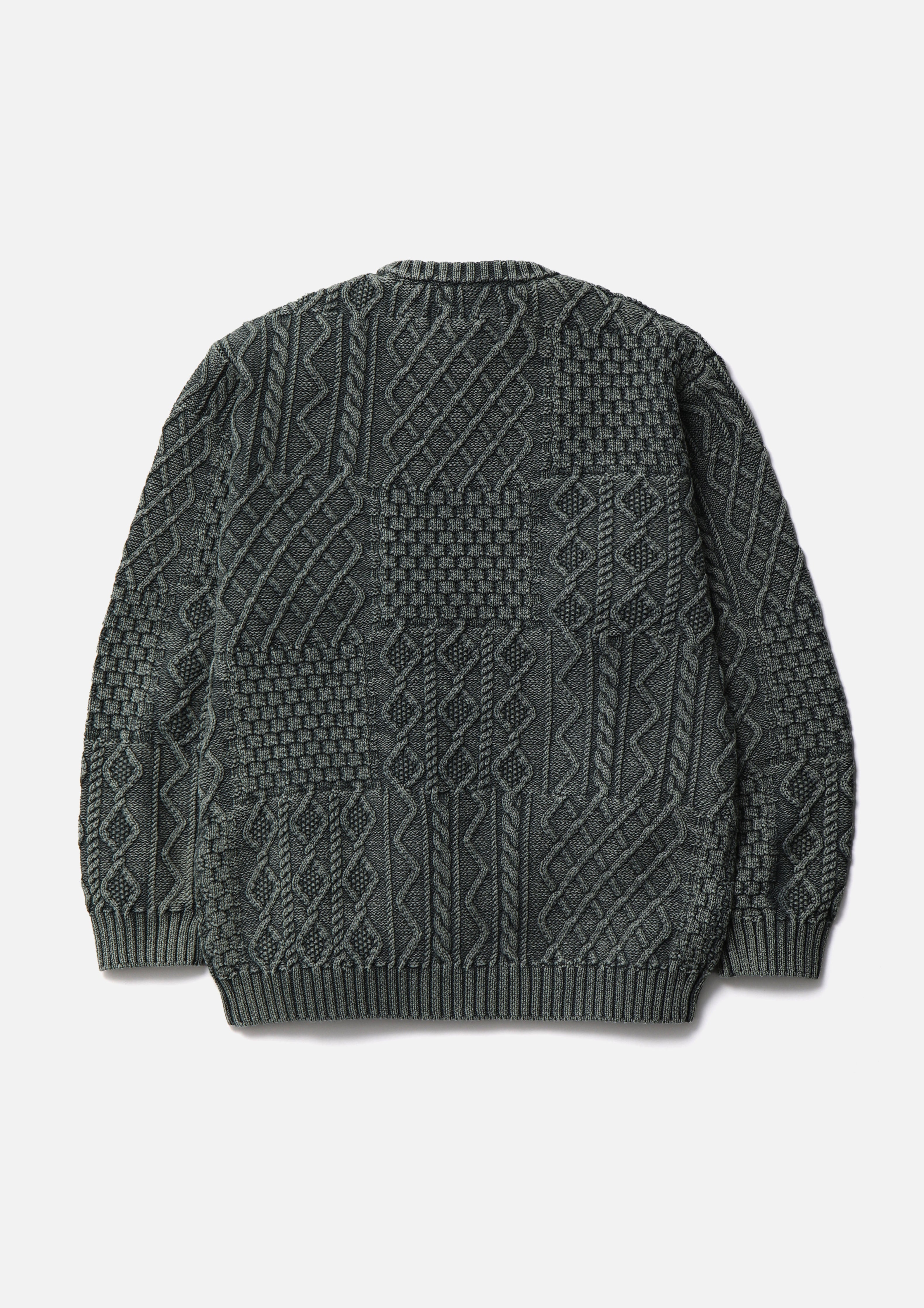 Neighborhood Washed Block Cable Pullover Olive Zopfstrick
